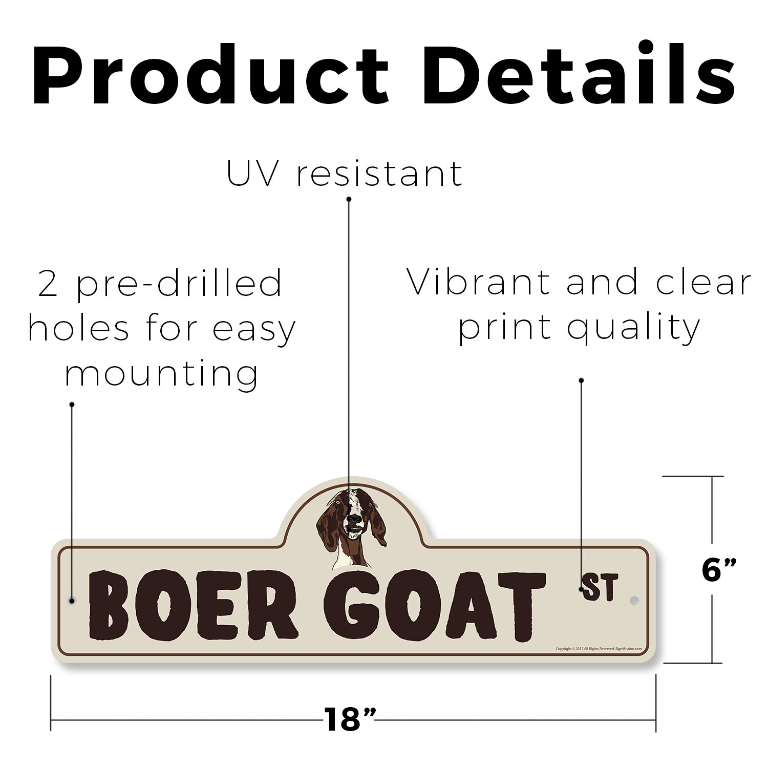 Boer Goat (3 Pack) Plastic Street Sign Crossing Warning Vintage Rustic Beware