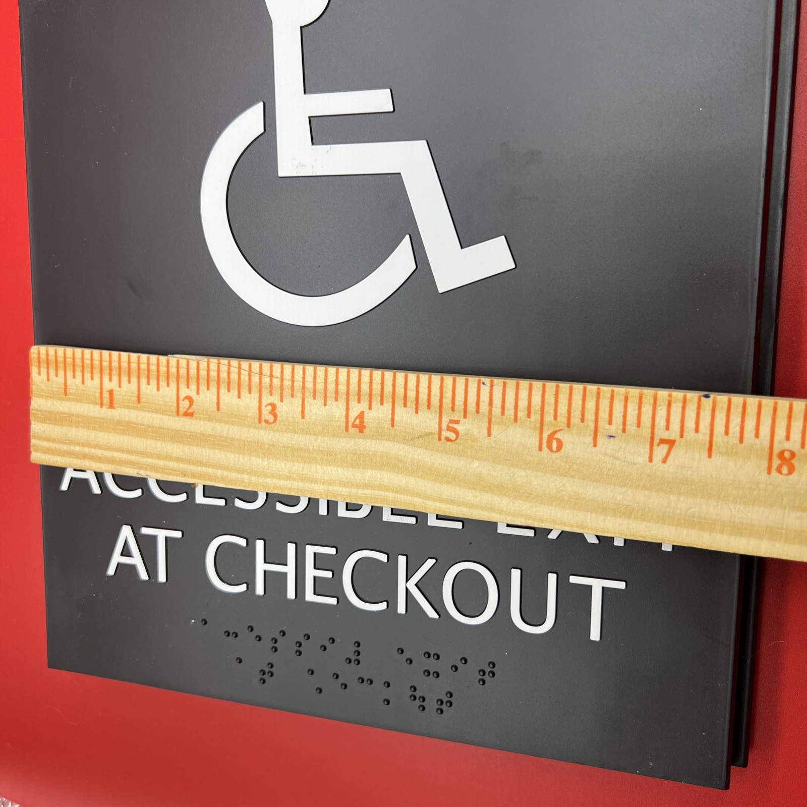 Lot of 5~ Wheelchair Accessible Exit at Checkout Signs w/ Braille Message