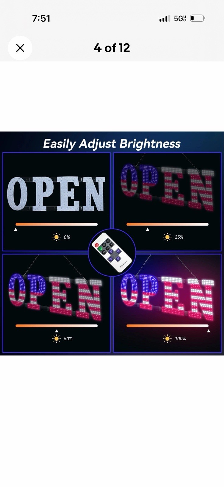 40” X 14” LED Open Signs for Buisness, Remote Control USA Flag Setting