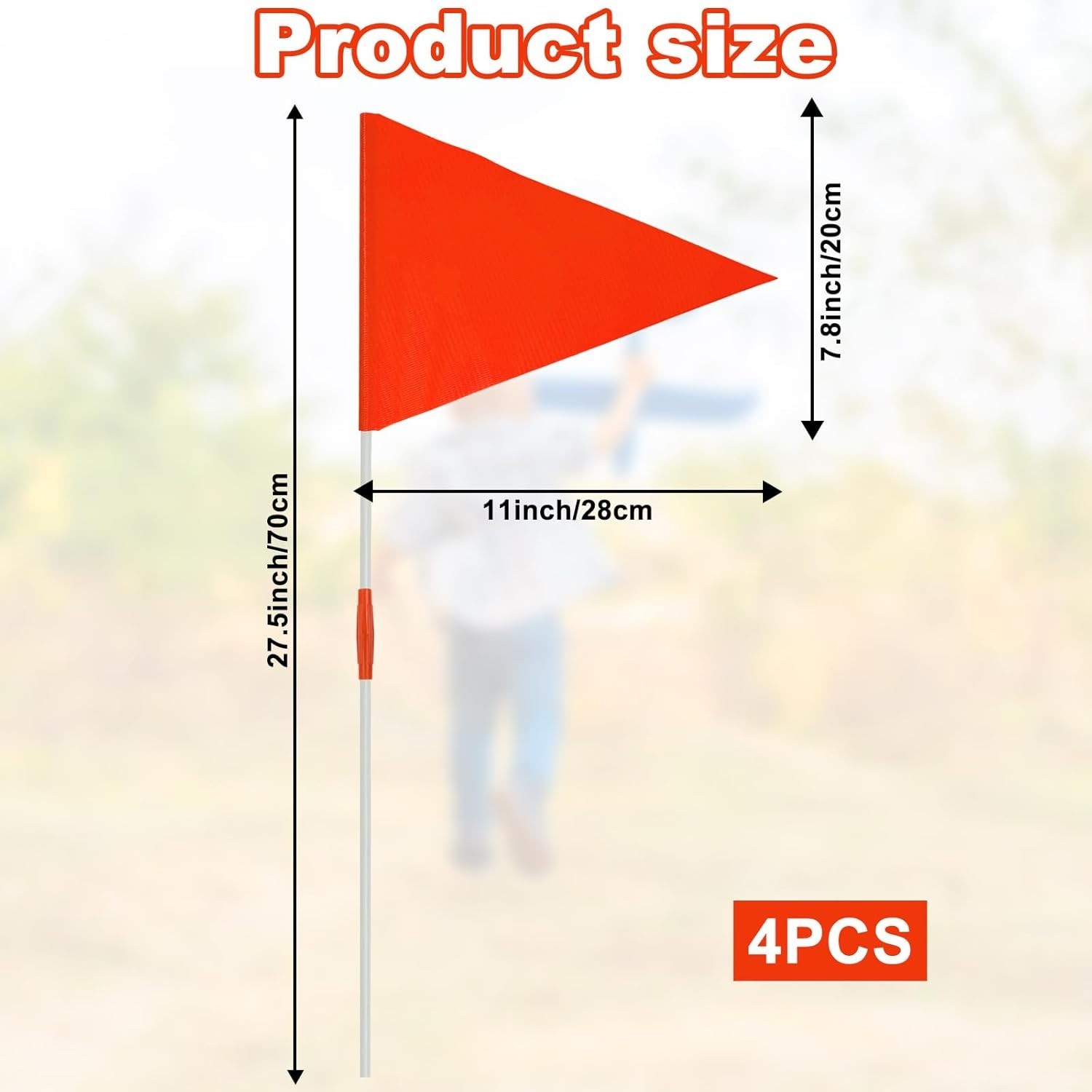 Warning Flags for Kids Play Safety 4 Pack with Replacement Poles Orange Color