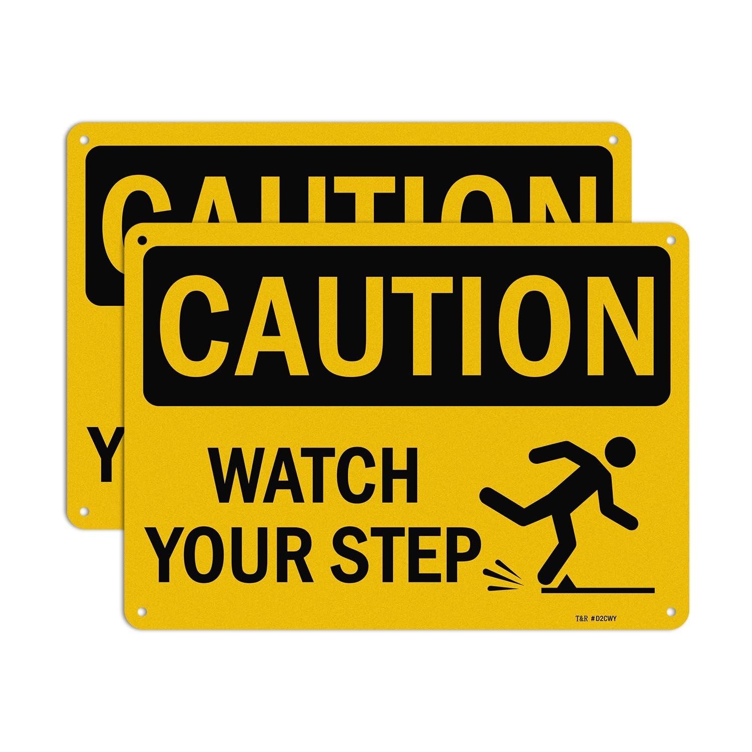 10 x 7 Inch Waterproof Caution Watch Your Step Signs – Rust-Free Aluminum Pair