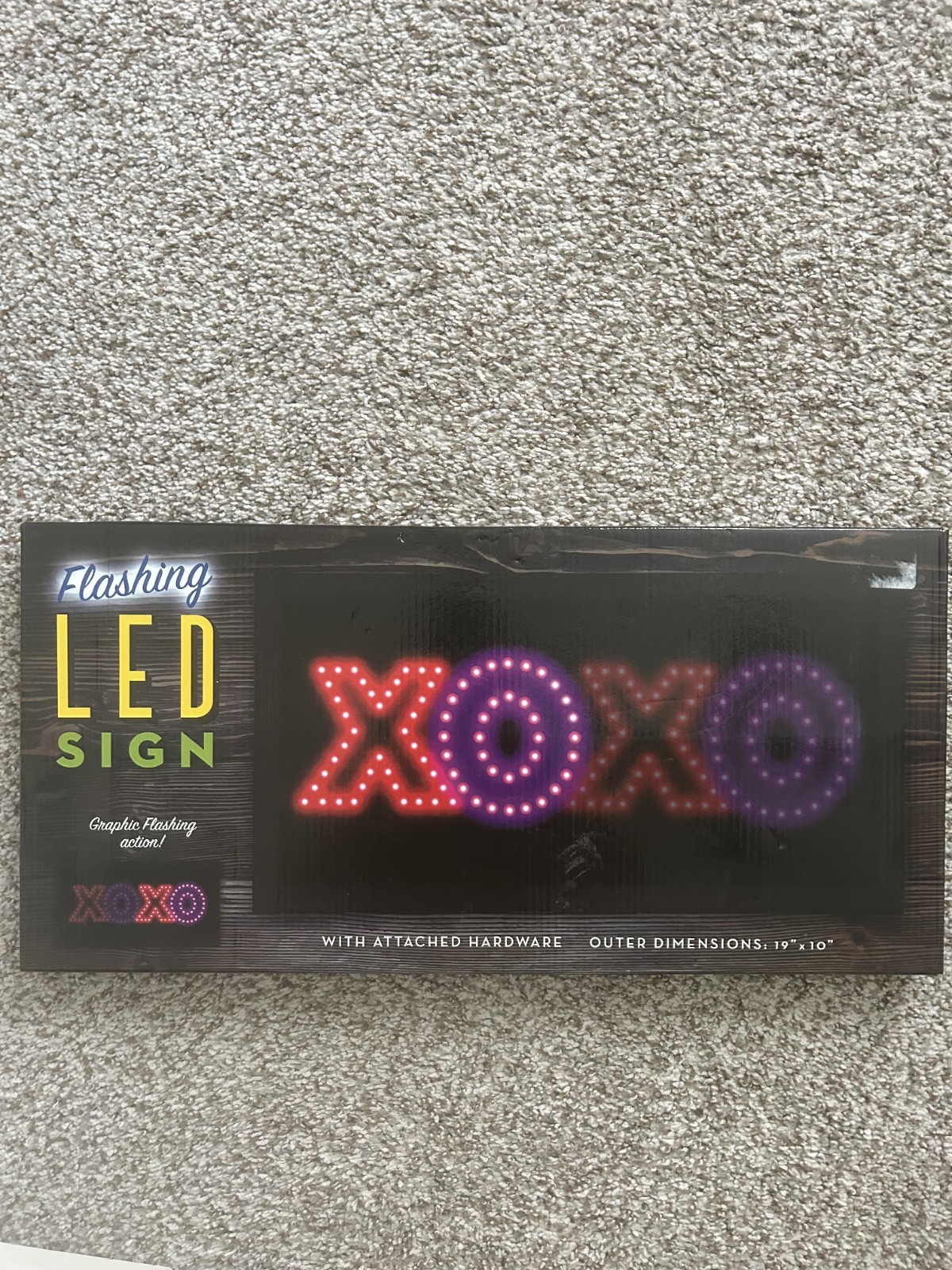 Flashing LED XOXO Illuminated Sign Multi-Color 19 x 10 in Includes Hardware