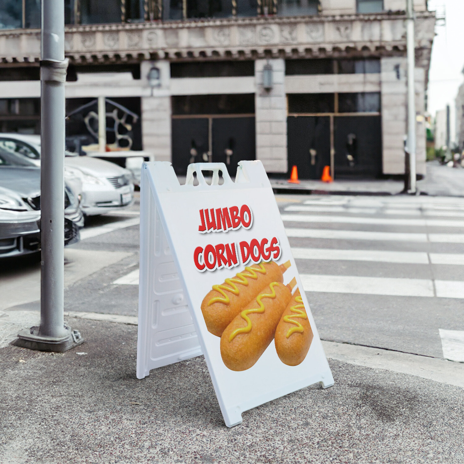 A-frame Sidewalk Jumbo Corndogs 24″ x 36″ Double Sided A-Frame Sidewalk Sign