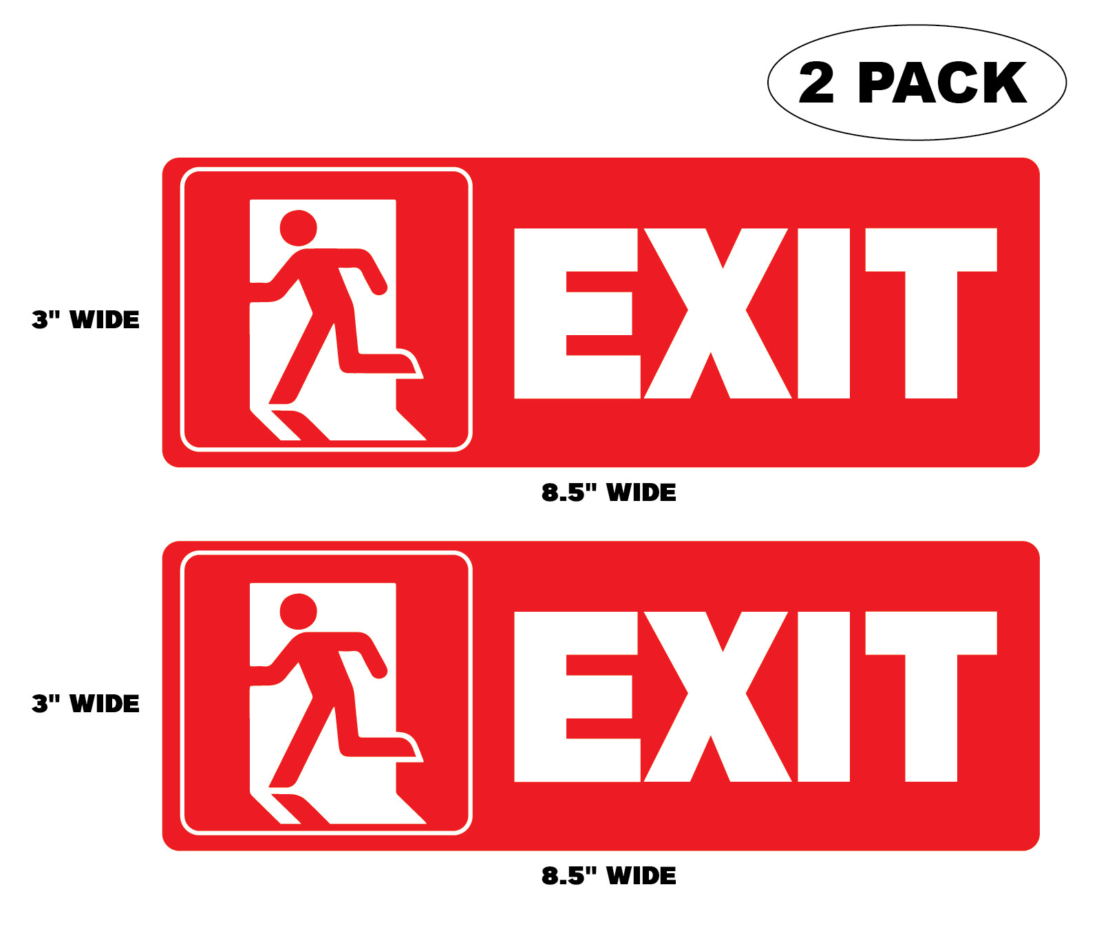 (2 Pack) 8.5″ x 3″ EXIT Red Door Vinyl Decal – Peel and Stick Indoor Outdoor