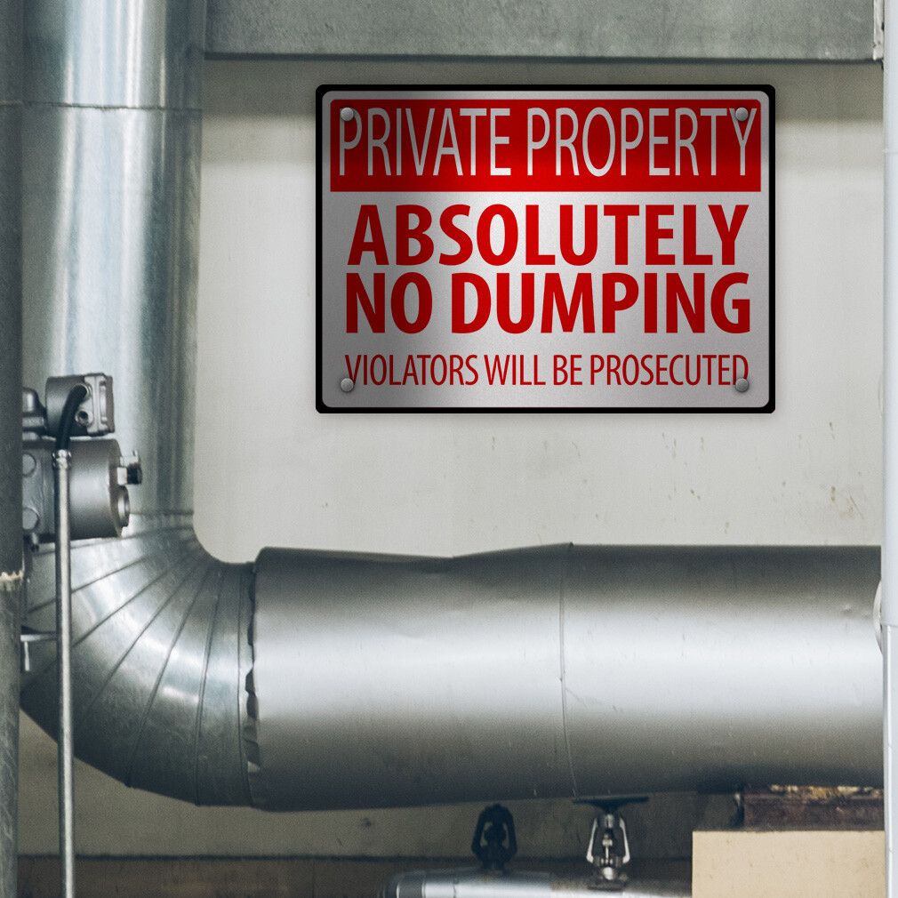 Horizontal Metal Sign Absolutely No Dumping Weatherproof Street Signage