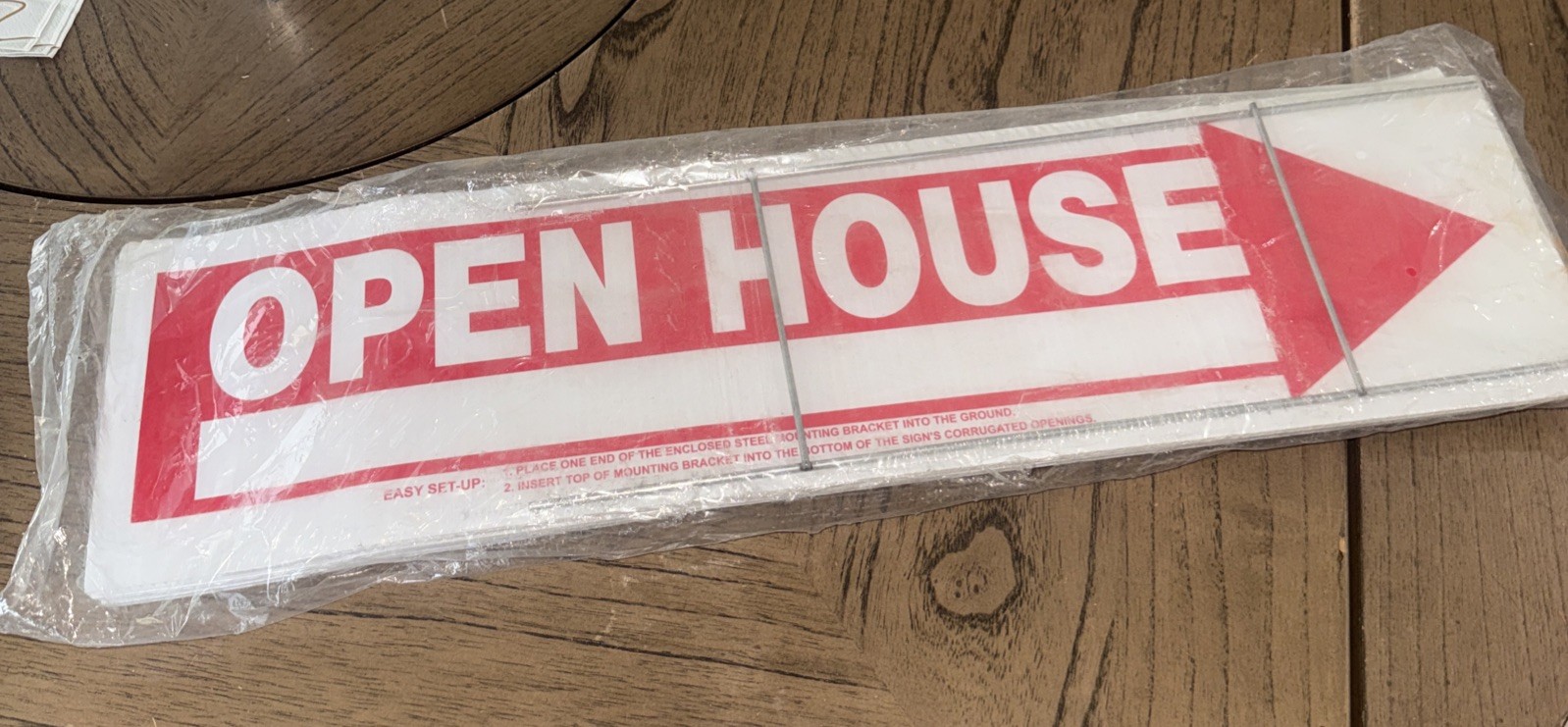 3 Pack – Plastic “Open House” Arrow Sign 6 in. x 24 in.
