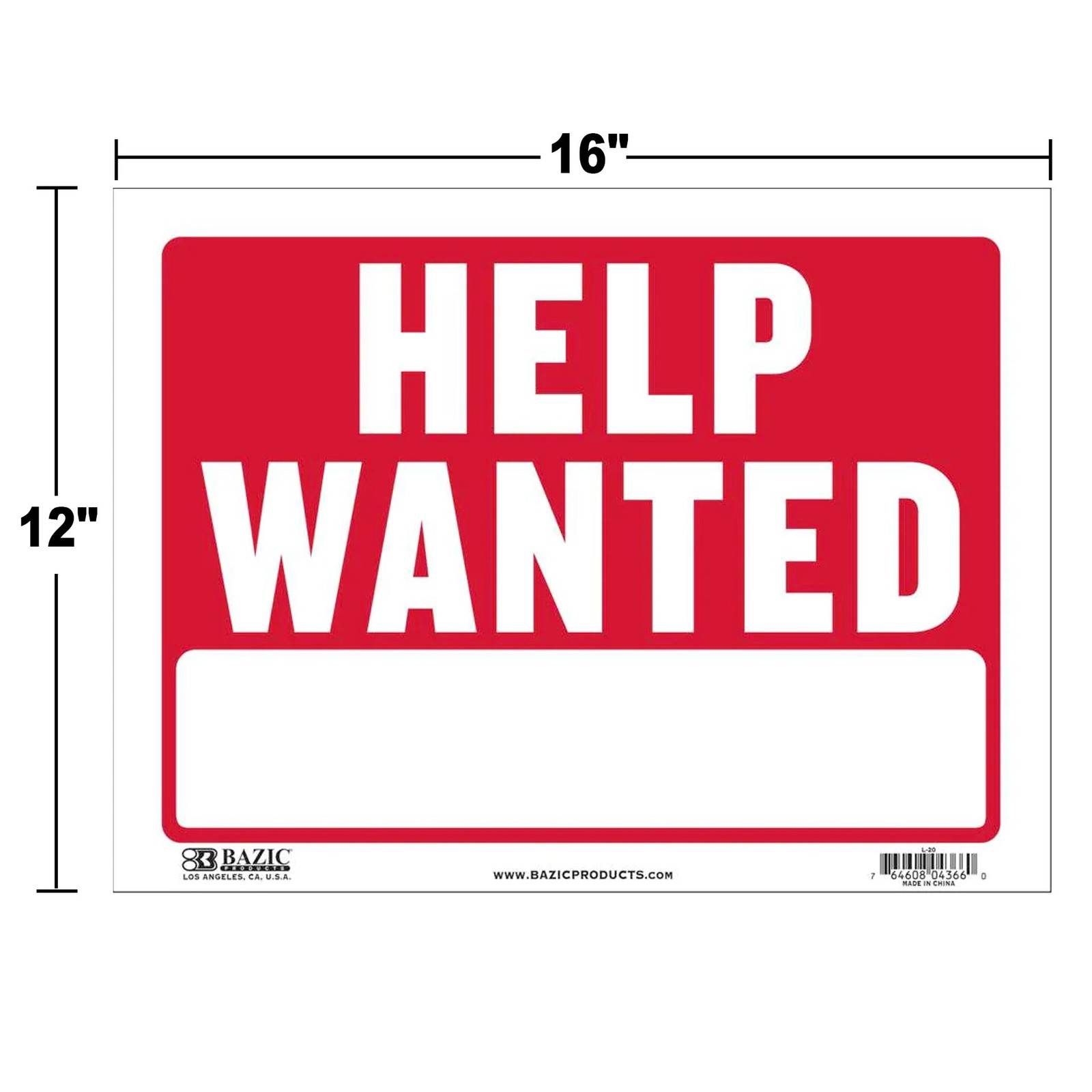 BAZIC 12″ X 16″ Help Wanted Sign, pack of 24