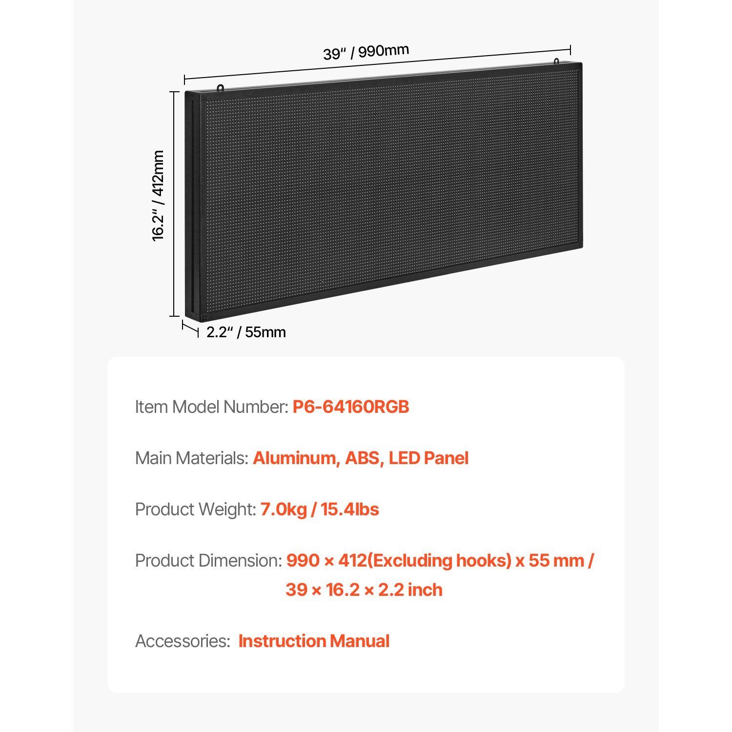 Uimoso 40×18 in Programmable LED Display Board P6 Full-Color Scrolling Screen