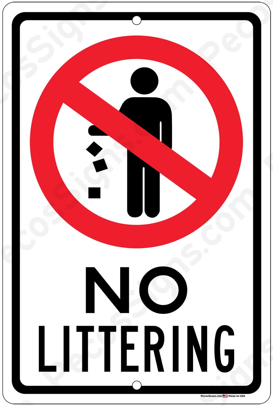 NO Littering 8″x12″ Aluminum Sign UV Protected Made in USA