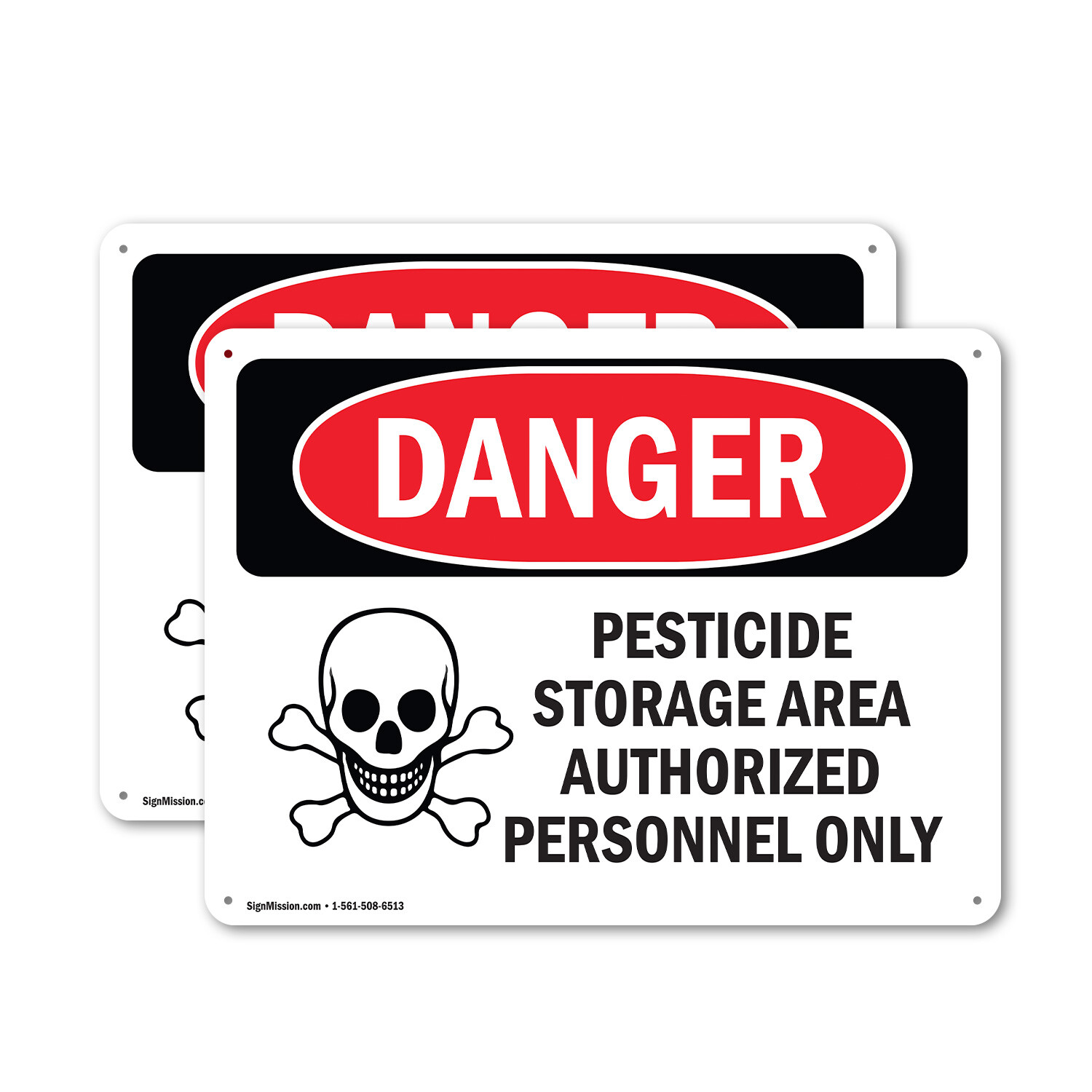 (2 Pack) Pesticide Storage Area Authorized Only OSHA Danger Sign Decal Metal