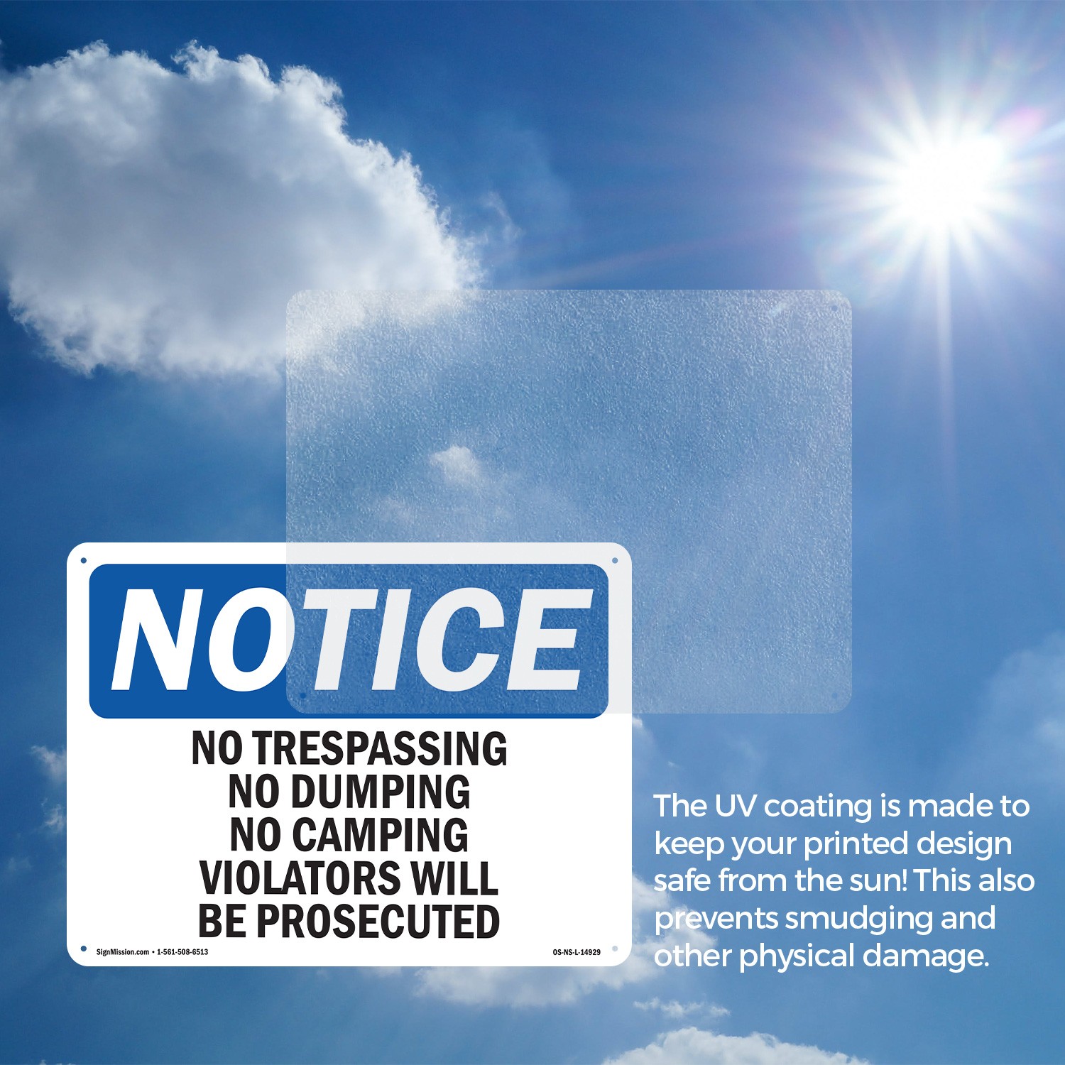 No Trespassing No Dumping No Camping Violators OSHA Notice Sign – 5 or 10 Pack
