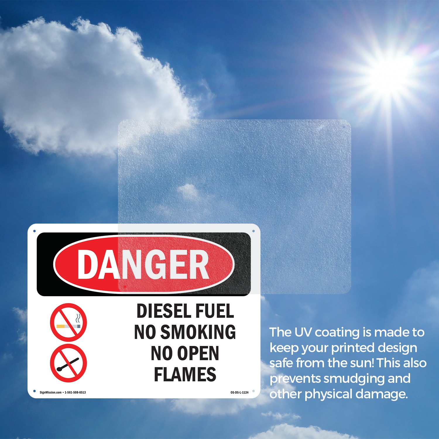 Diesel Fuel No Smoking No Open Flames OSHA Danger Sign Or Decal – 5 or 10 Pack