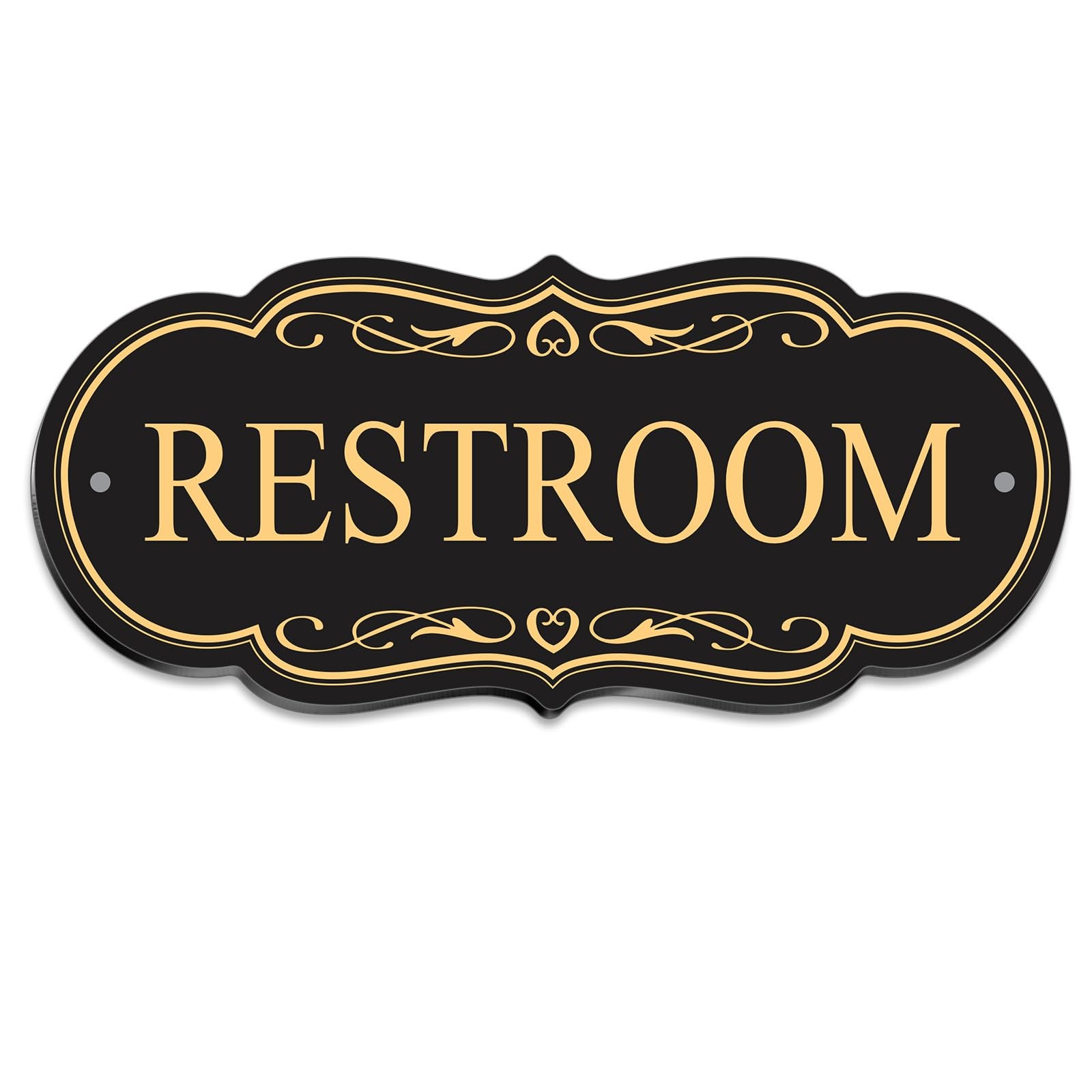 Restroom Sign 8×3.5 Inch Waterproof Acrylic SelfAdhesive Black Gold Decor