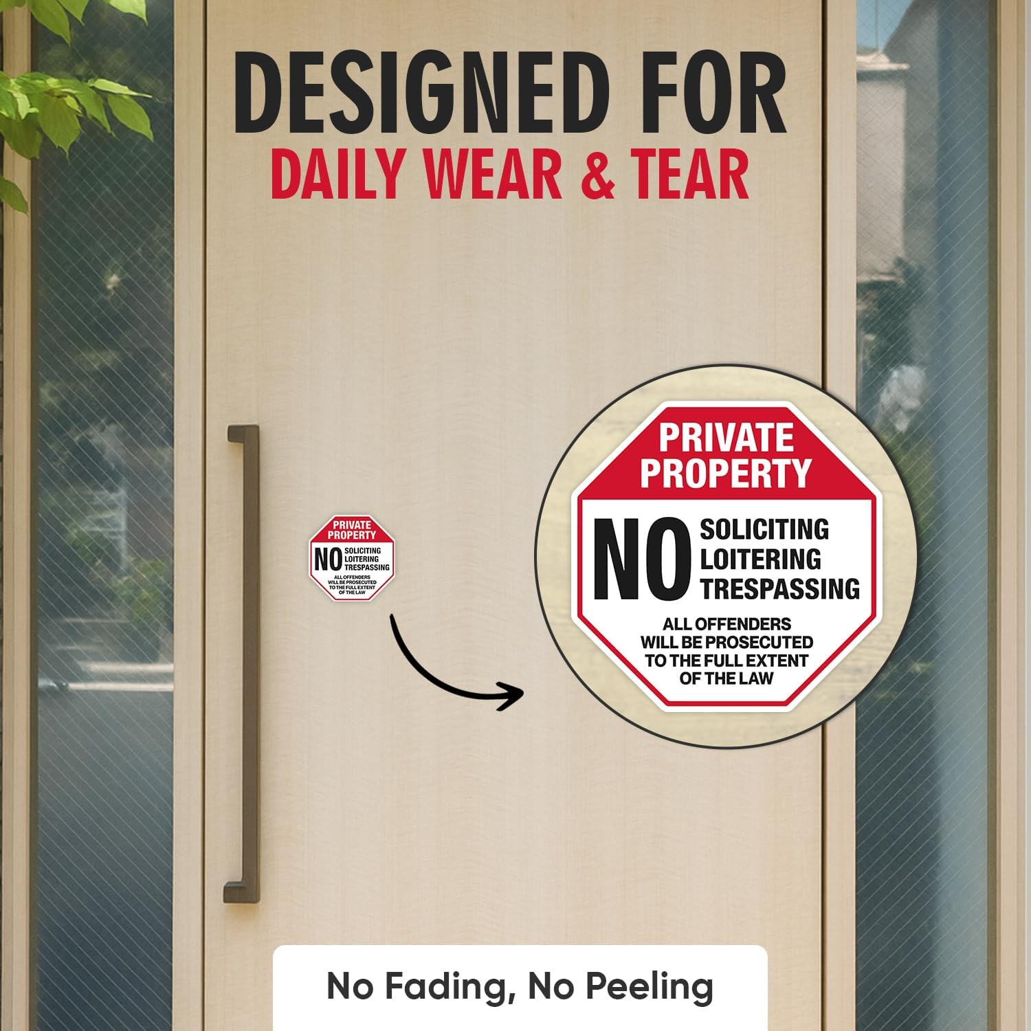 | (4 Pcs) Private Property No Trespassing Stickers – Two Sizes 4″x4″ & Two 2.75″
