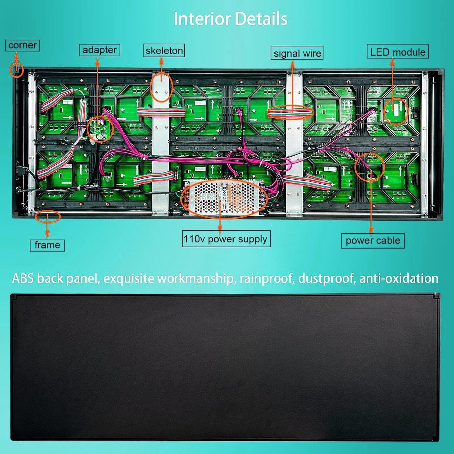 P10 Programmable Outdoor LED Sign, 39X14 Inch Wifi-Controlled Full Color Scrolli
