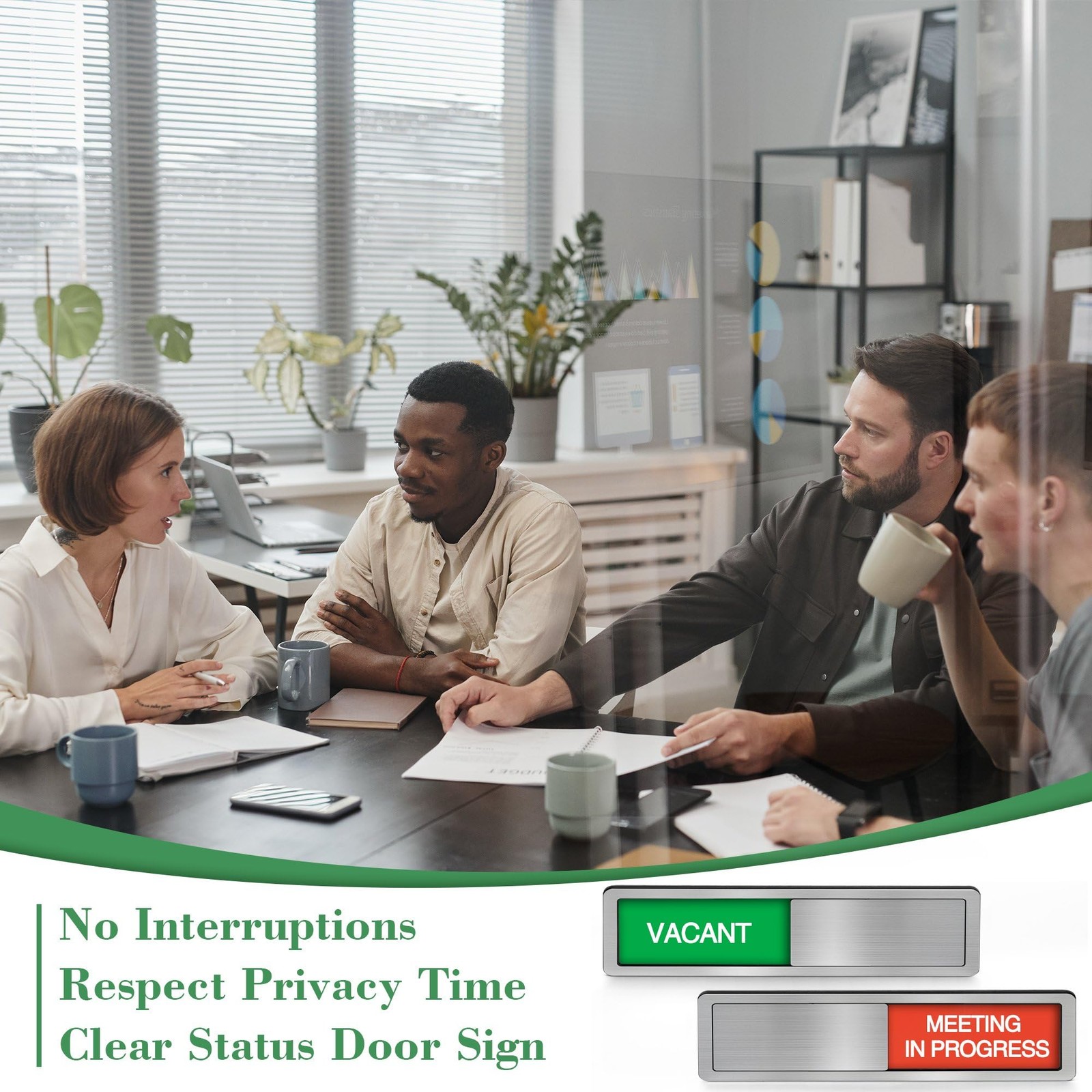Meeting in Progress Door Sign, Vacant Occupied Signs, Magnetic Office Door Si…