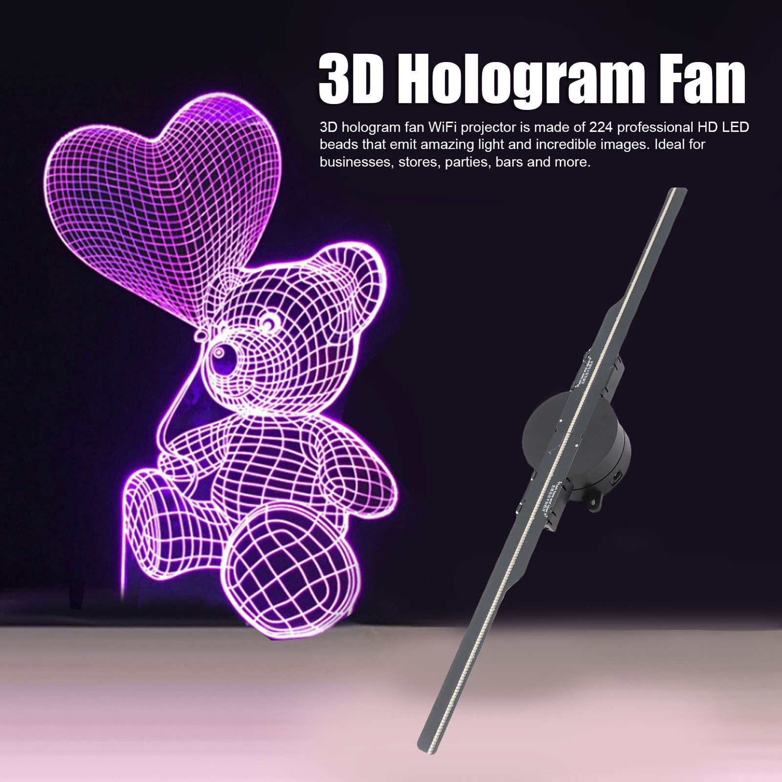 WiFi 3D Hologram Fan Hight Resolution Control Methods Holographic Projector