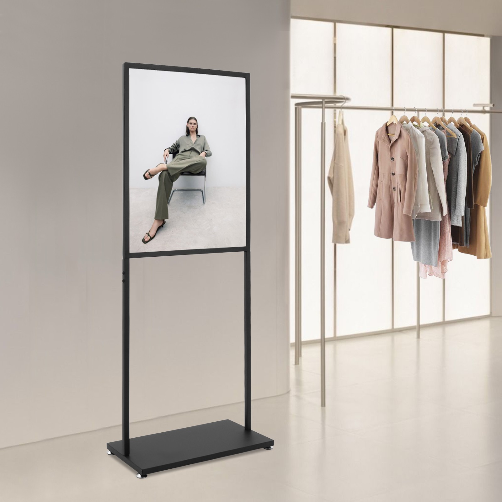Rectangular Metal Advertising Display Stand Freestanding Poster Display Stand