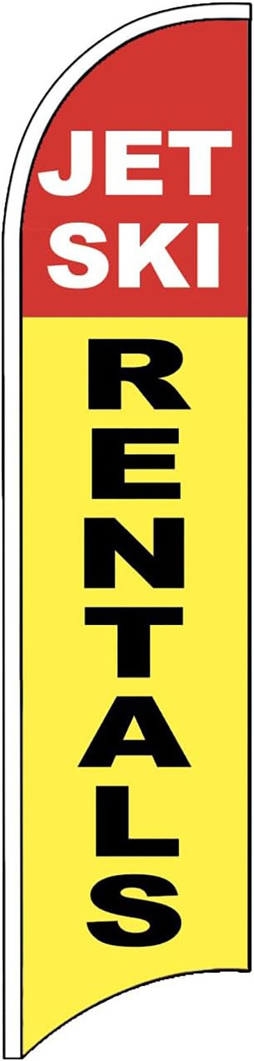 JET SKI RENTALS Windless Swooper Flag Feather Banner Sign 2.5×11.5 Ft yb