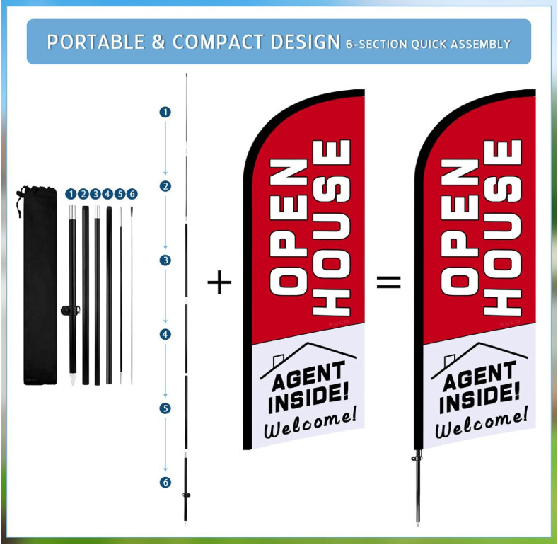 Open House Signs Kit (45 Pcs), 1 Pack Open House Flag, 9 Pack Open House Sign…