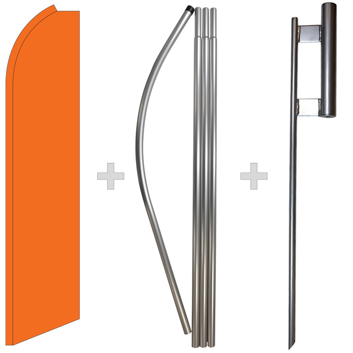 Solid Orange 15′ Tall Swooper Flag & Pole Kit Feather Super Bow Banner