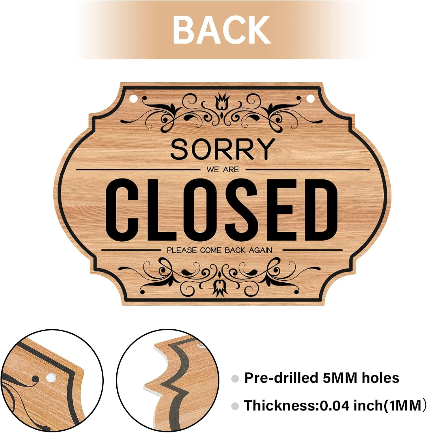 Open Signs – Double Sided Open Closed Sign Business Hours Hanging with Rope Hour