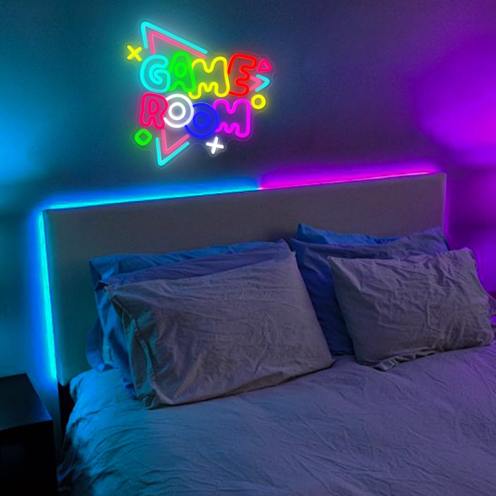 Game Room Neon Sign 13” x 13.6” Big Dimmable Gamer Led Neon Sign USB Powere…