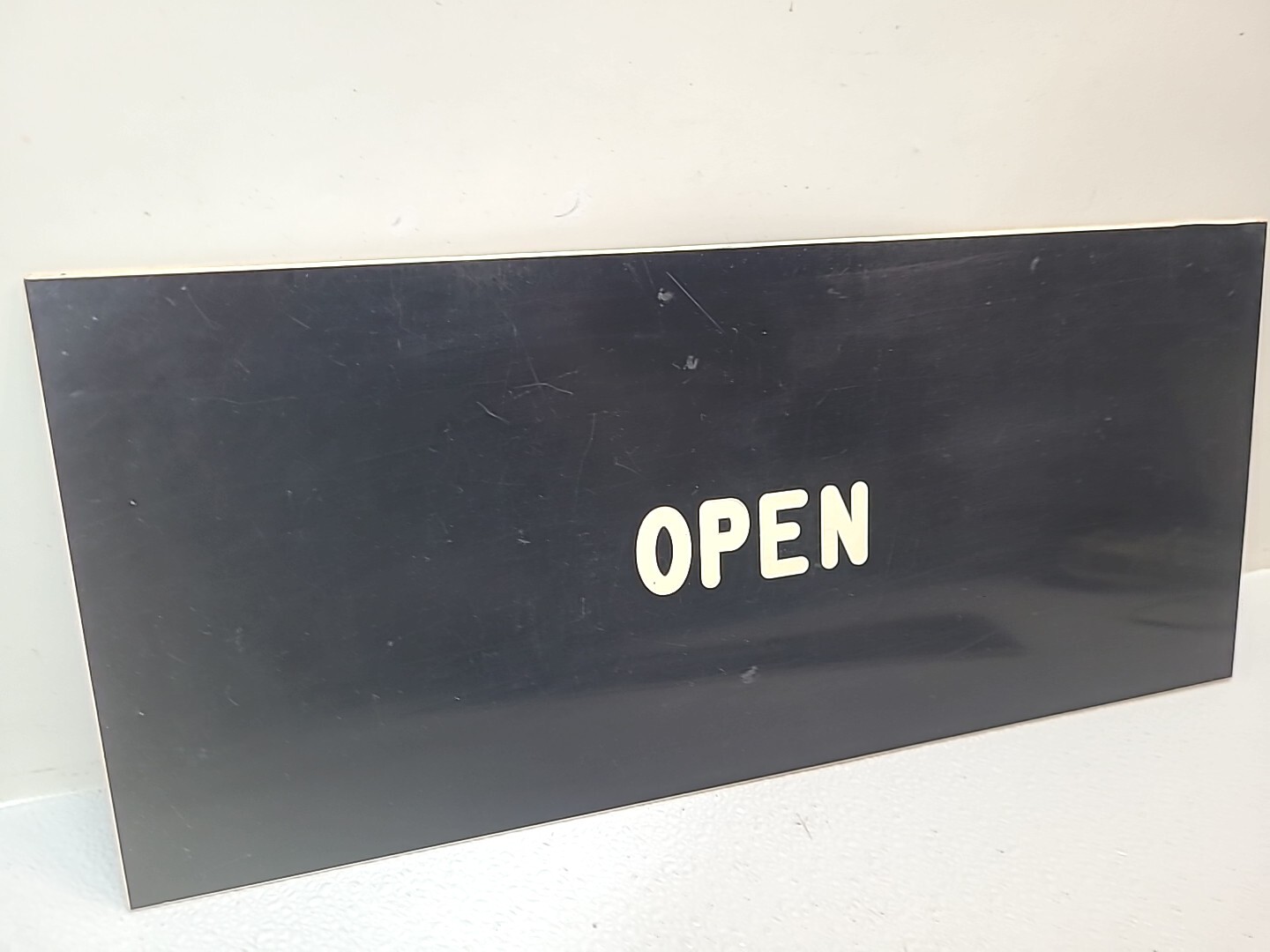 Set of Vintage OPEN / CLOSED White Letters On Black Double Sided 18″ x 8″