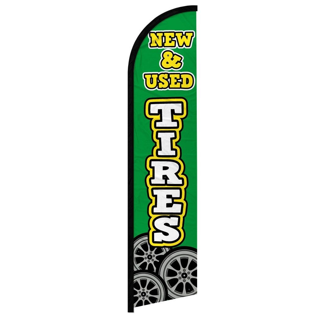 New & Used Tires Windless Advertising Flag Ideal for Auto Repair &Tire Shops