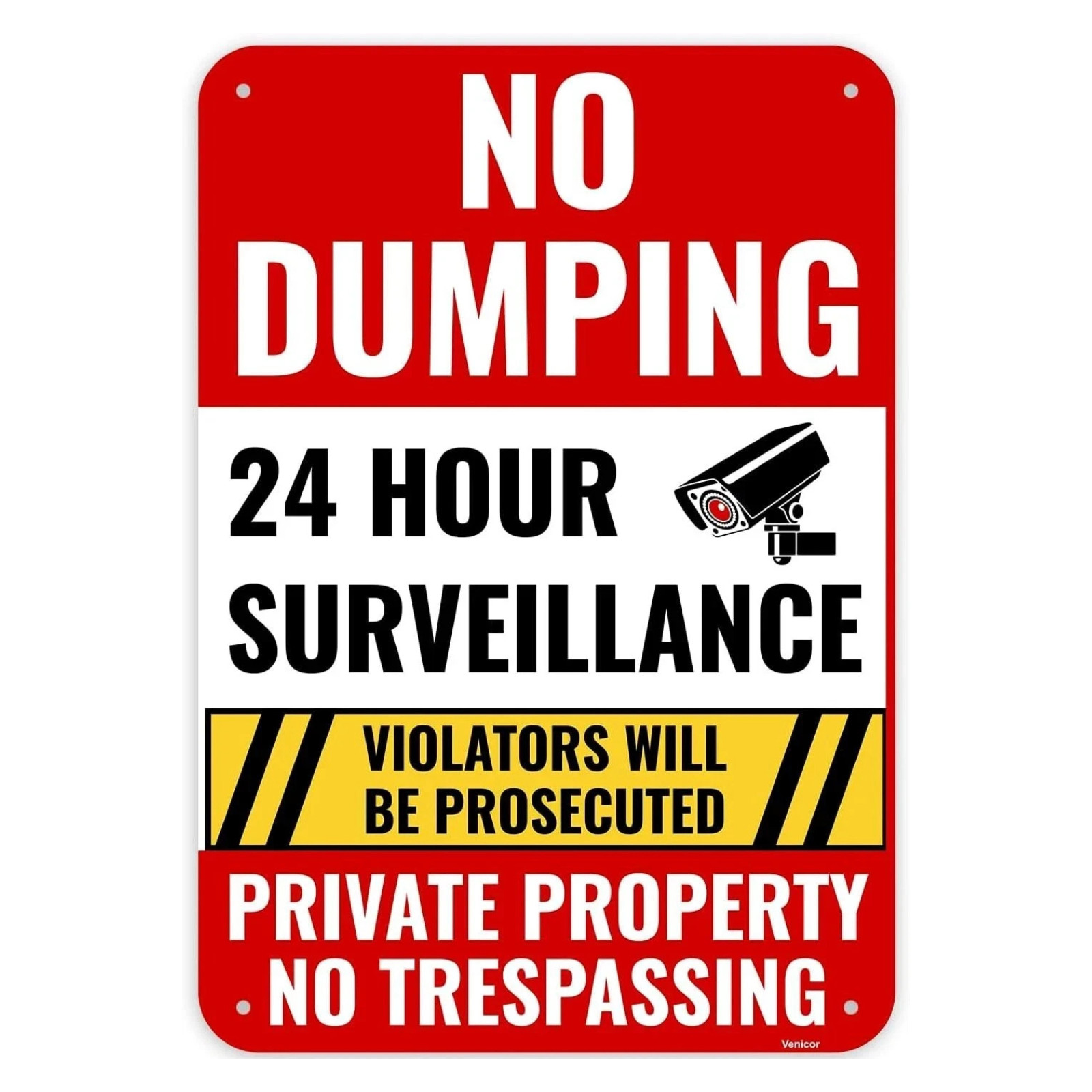 1PC No Dumping Sign Private Property Sign, 13 X 9 Inches – Aluminum – No Illegal
