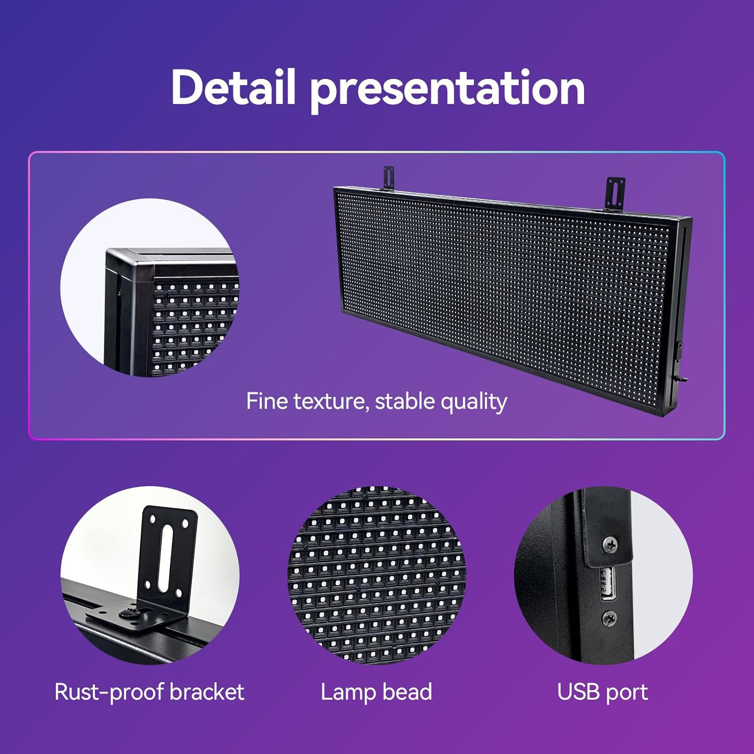 P10 Full Color Wifi LED Sign 39×14″ Outdoor Waterproof Message Board