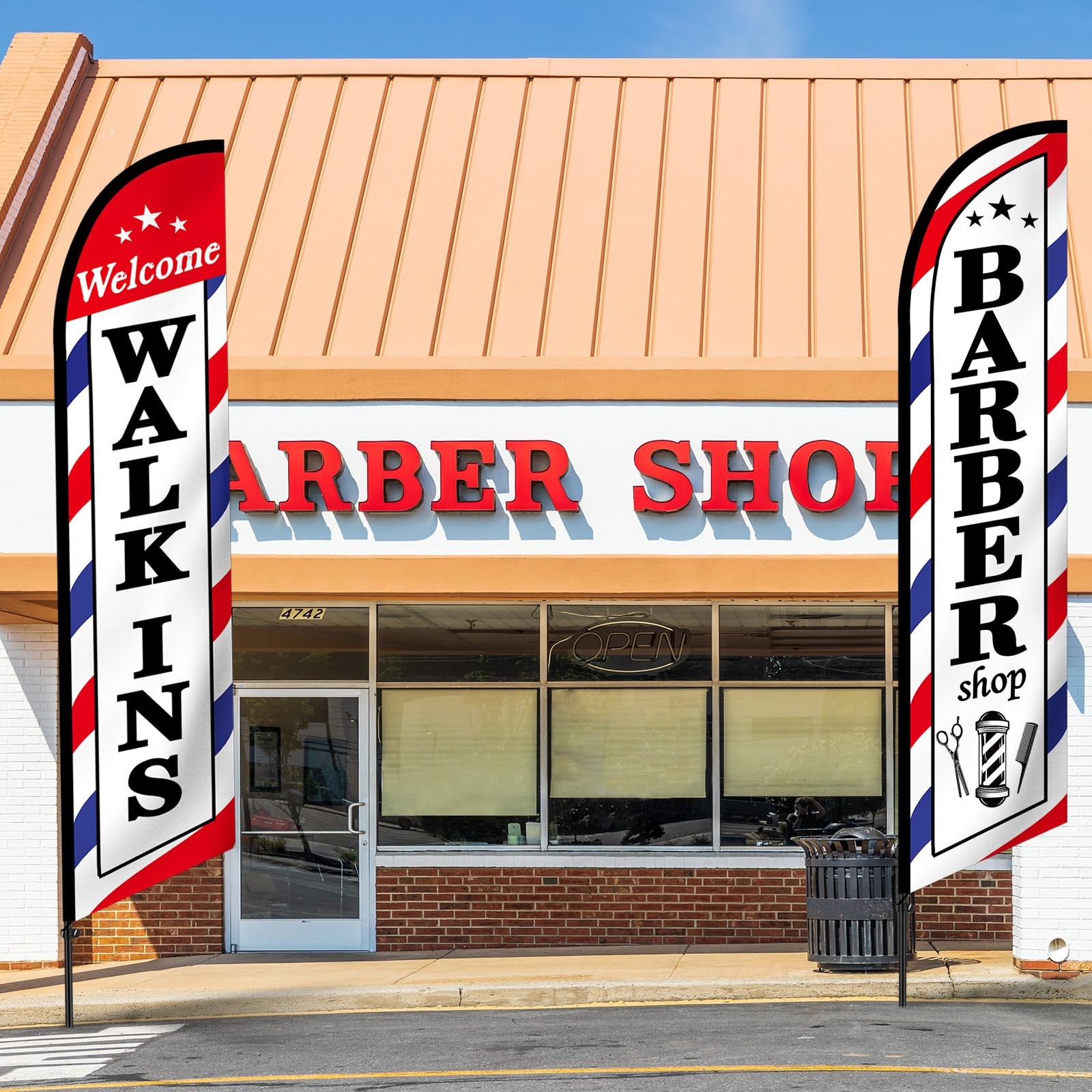 SmoothNovelty 2 Pcs Barber Flag for Outside 12 x 2.5 ft, as picture shown