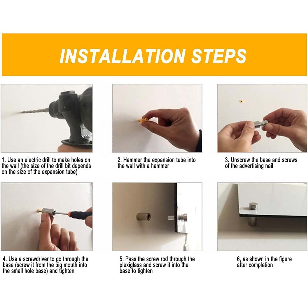 201 Stainless Steels Sign Supports Wall Mount Advertising Screw Standoff Fixings