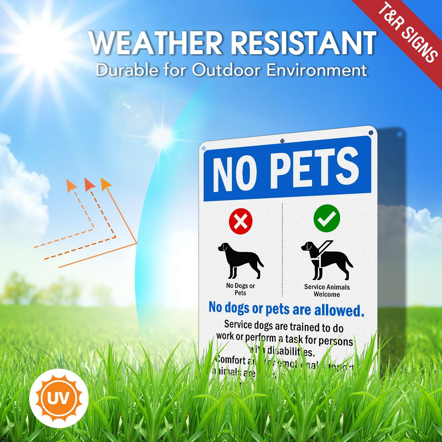 “14×10 No Pets Allowed Sign RustFree Aluminum, Waterproof, Reflective”