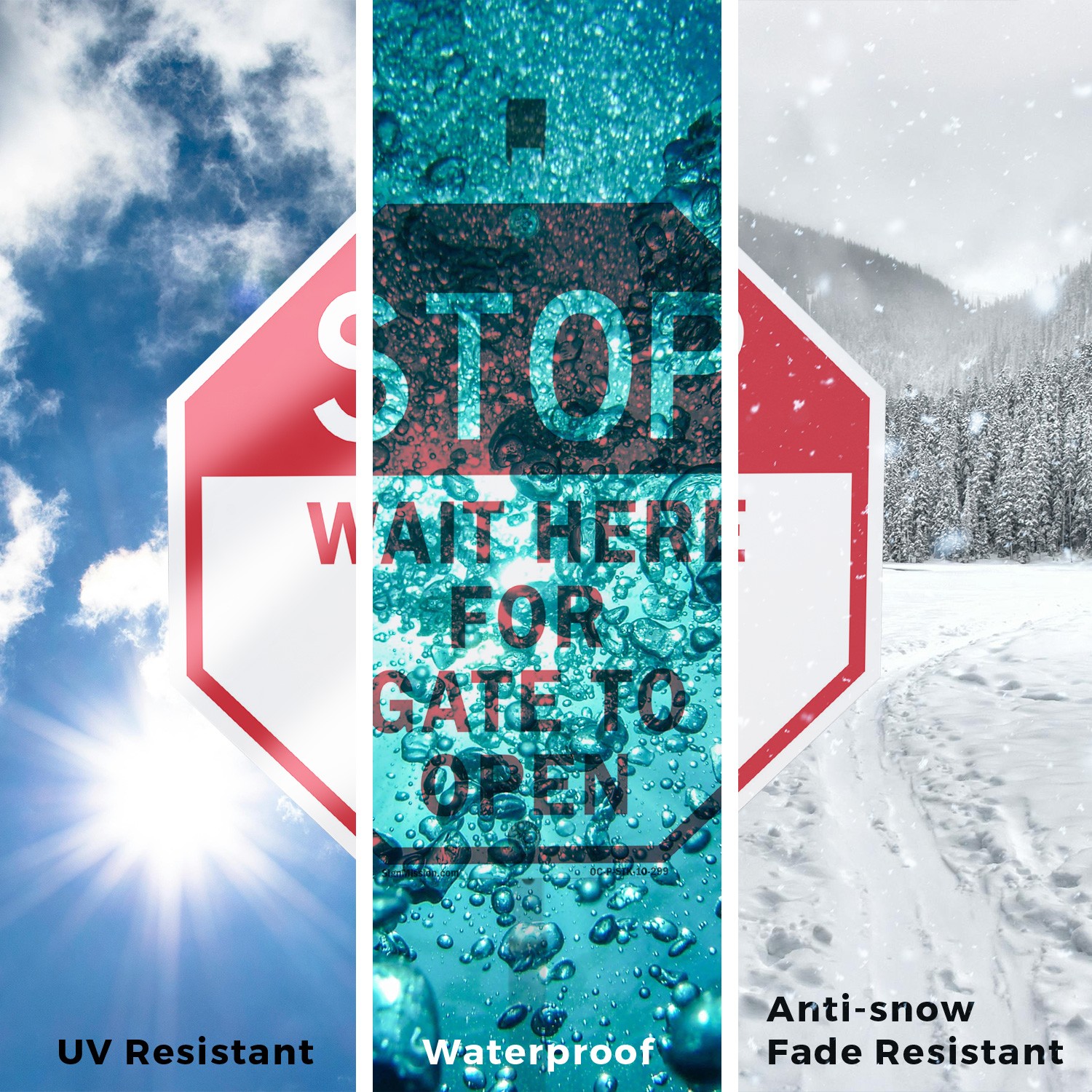 Stop Wait Here for Gate to Open Octagon Sign With Stake Weather Resistant