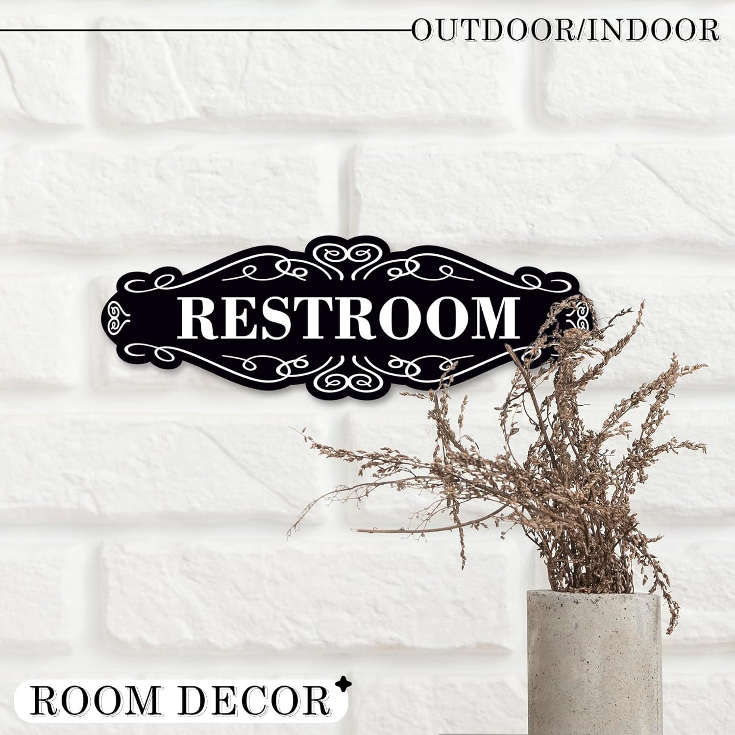 Restroom Sign for Door 9X3 Dibond Self-Adhesive Unisex Bathroom Sign Waterproo