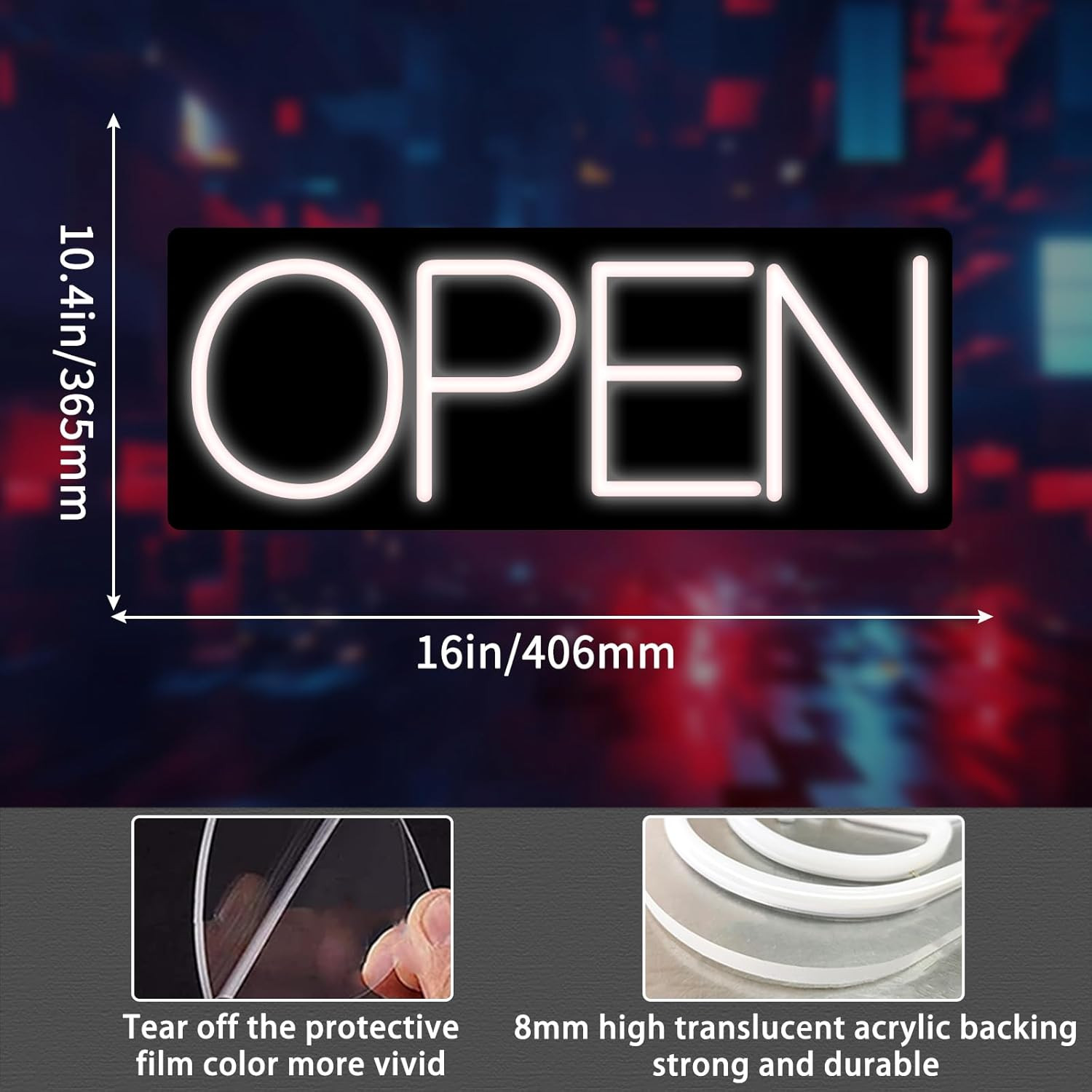 Open Signs for Business, LED Neon Open Sign 16 Inch 12V/2A Ultra Bright Lighted
