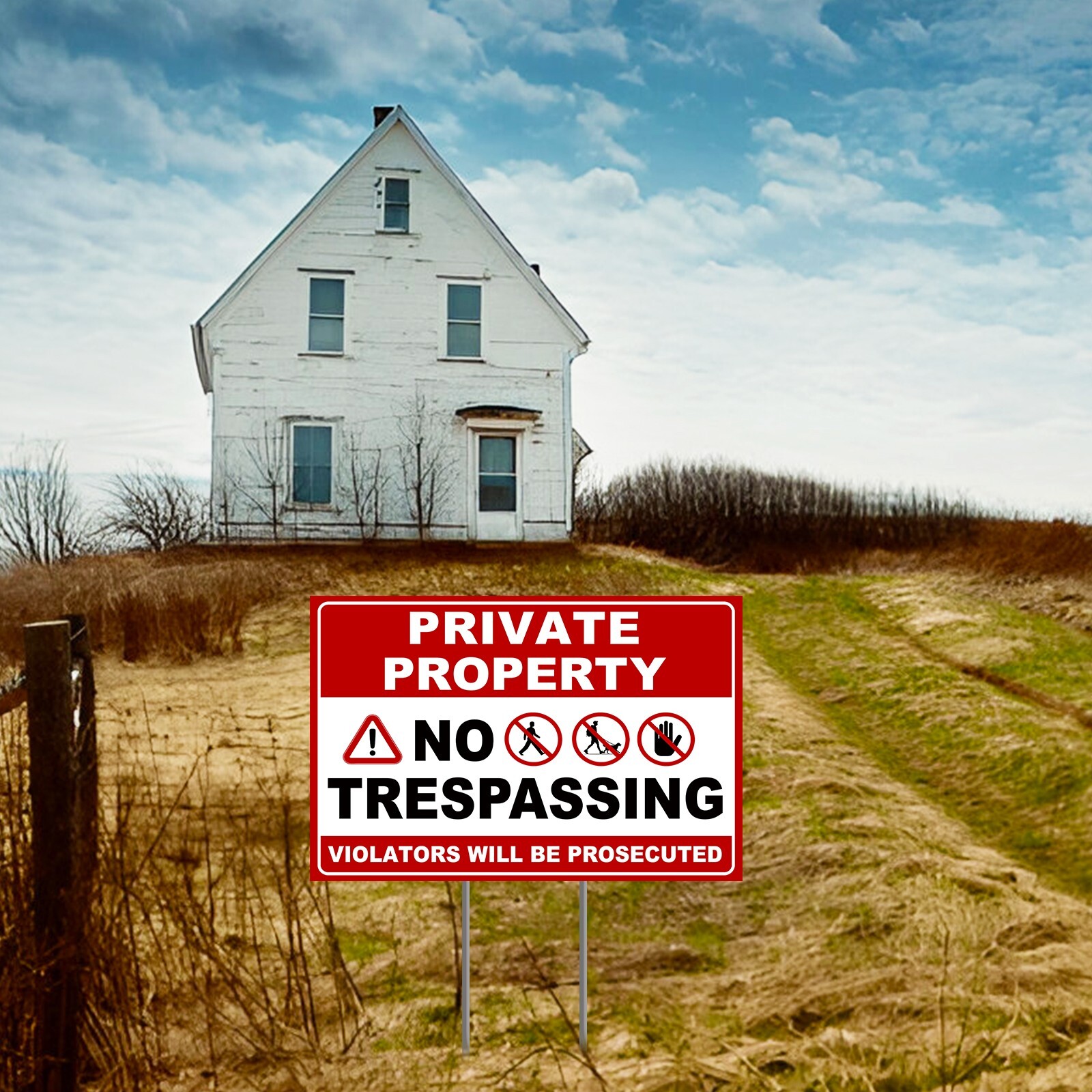 Private Property Sign No Trespassing Yard Signs with Stakes Outdoor for Home ,