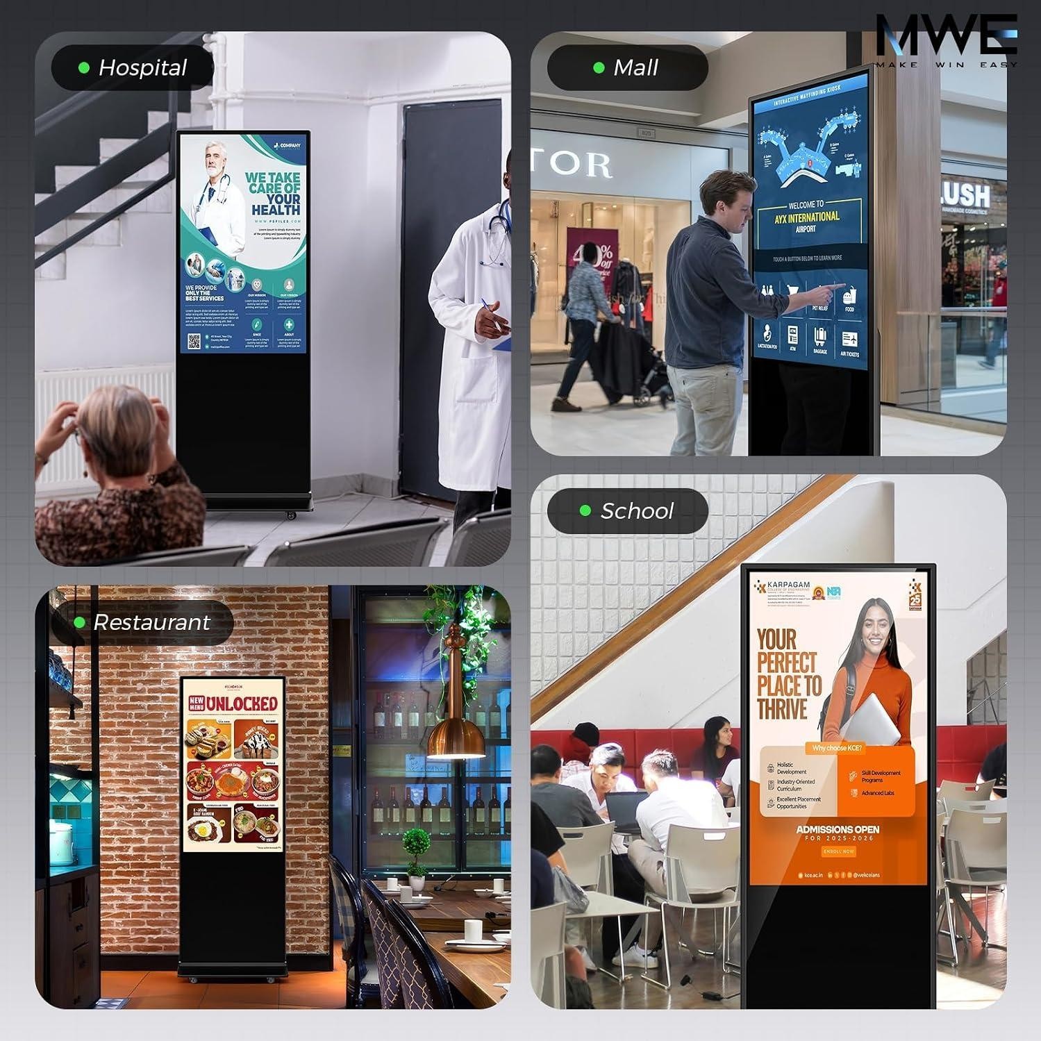 32 Inch Indoor Digital Signage Ultra HD Advertising Display Kiosk