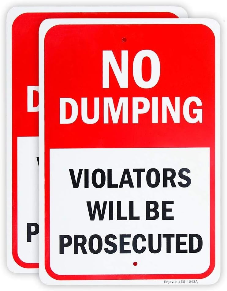 2 Pack No Dumping Violators Will Be Prosecuted Sign 10″x 7″ .04″ Aluminum Sign