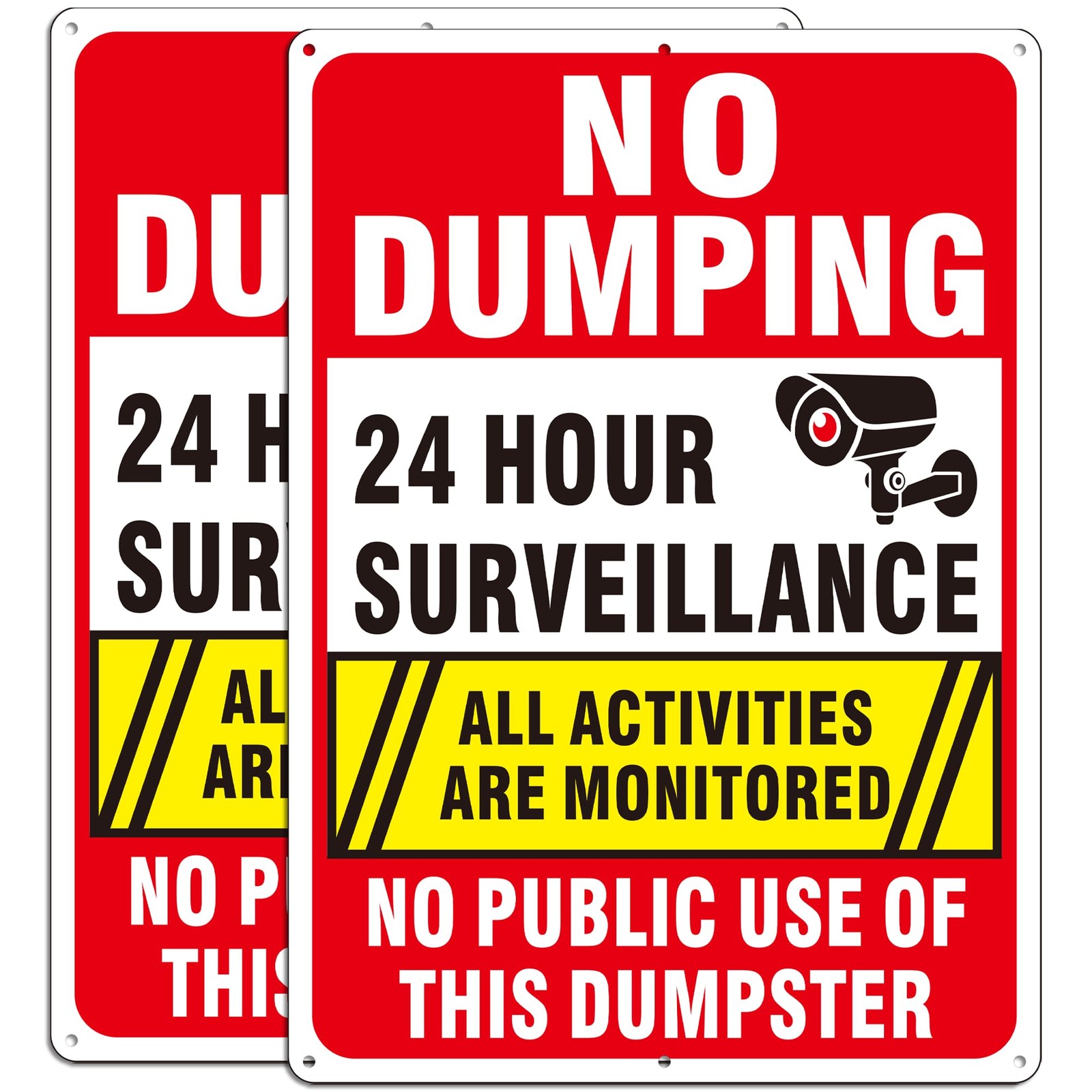 (2 Pack) No Dumping Signs, No Public Use of Dumpster Sign, No Illegal Dumping…