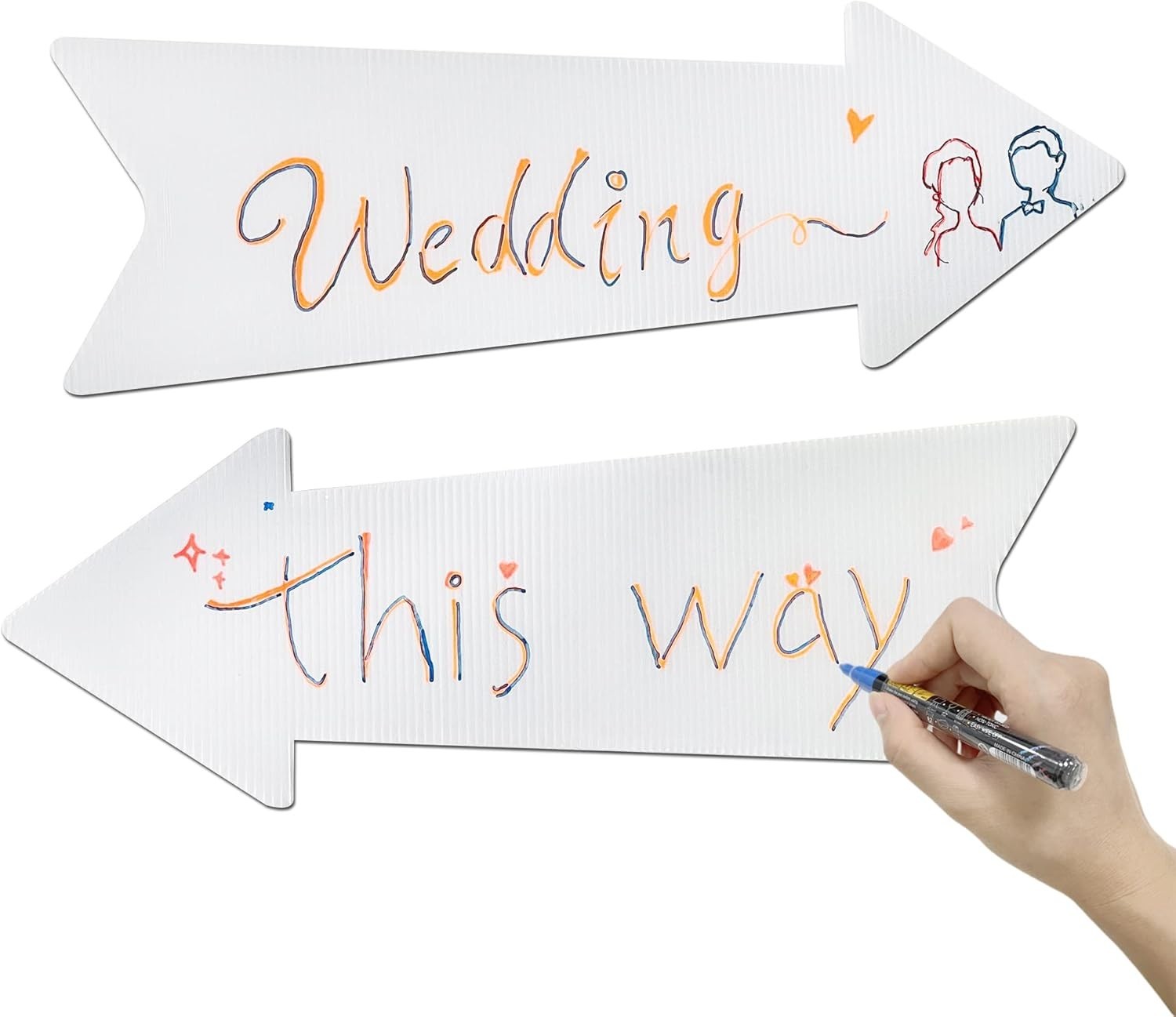 3 Pack Blank Arrow Signs 17×6 Inches – Customizable Wedding Directional Signs