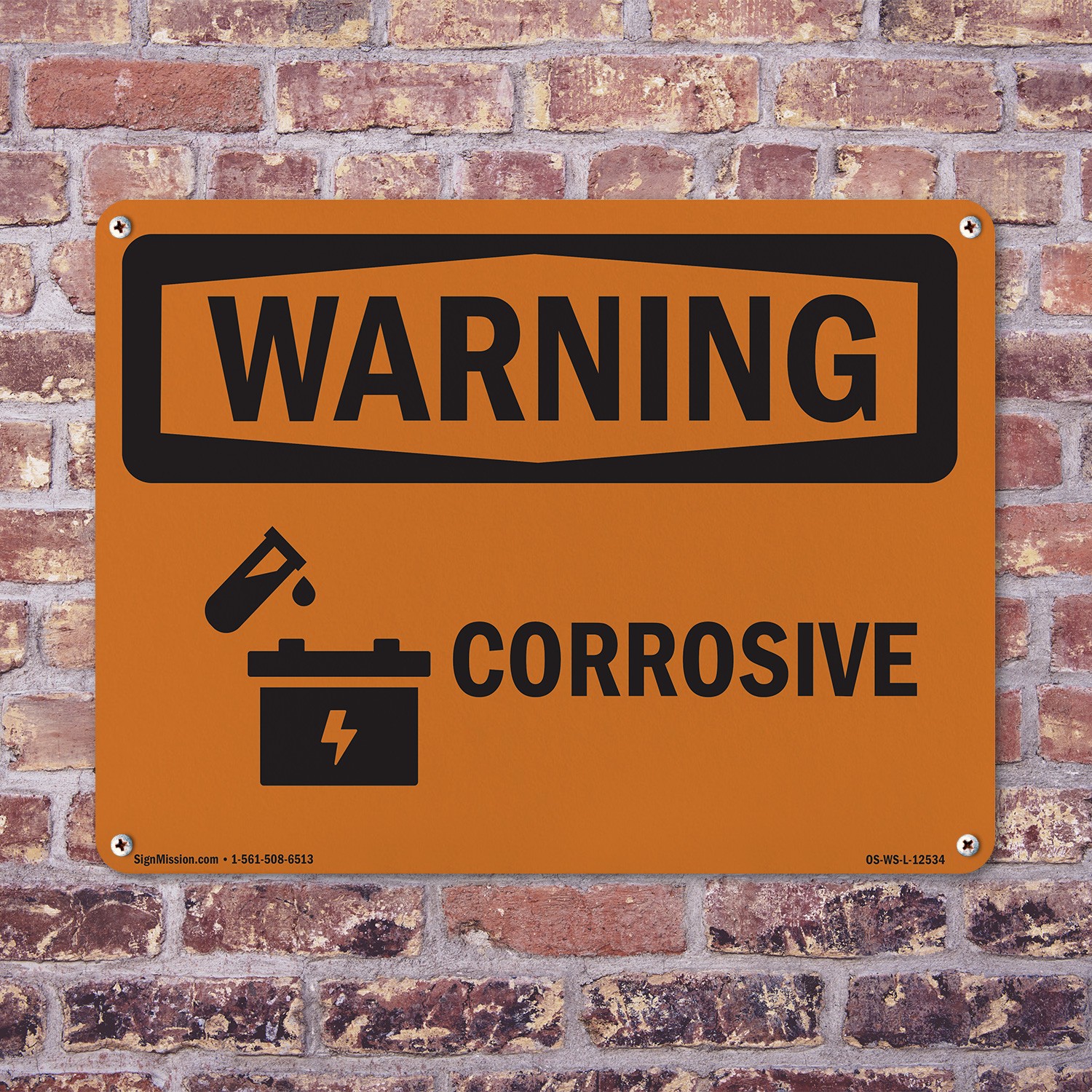 Corrosive OSHA WARNING Sign Metal, Plastic, Or Decal – 5 or 10 Pack