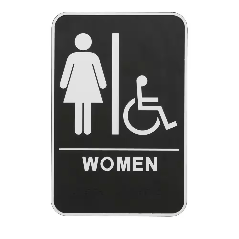 6 In. X 9 In. Women Handicap Accessible ADA Restroom Sign with Braille