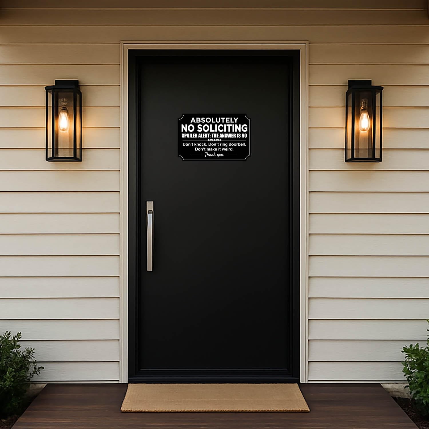 2 Pack Absolutely No Soliciting Sign for House – Weatherproof Self-Adhesive N…