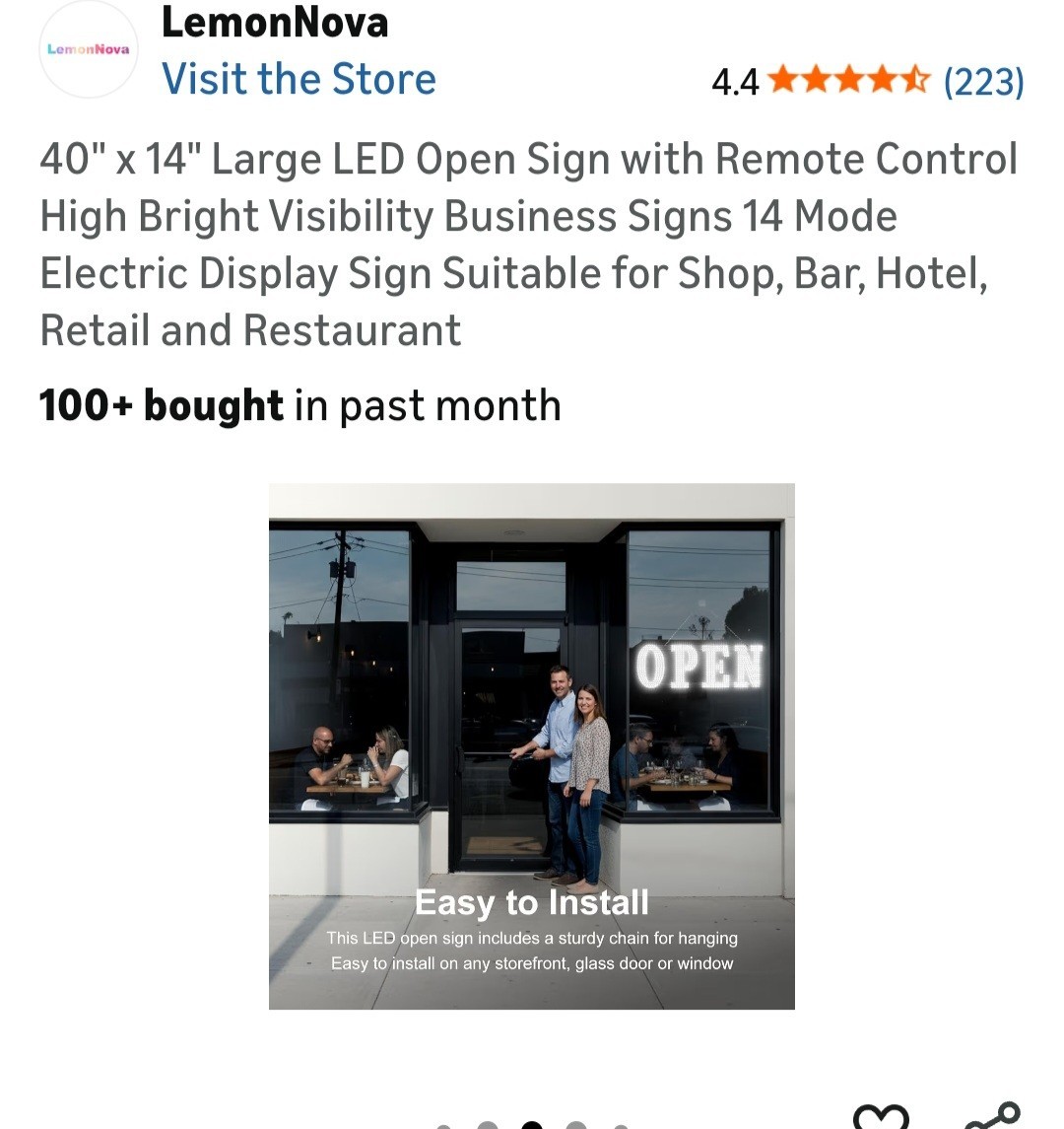 LemonNova LED Open Sign, Large 40 X 14 Remote and App Control