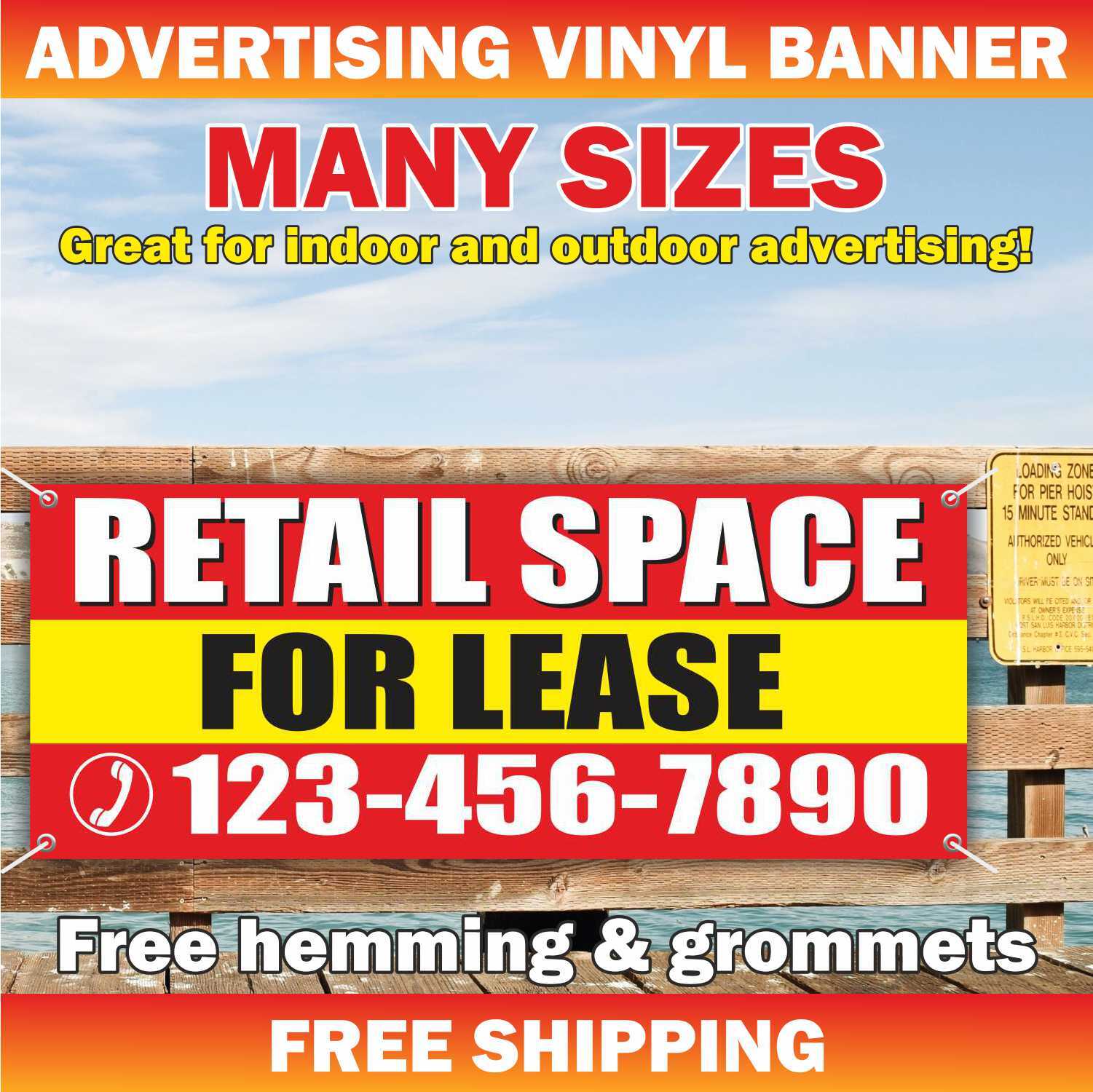 RETAIL SPACE FOR LEASE Advertising Banner Vinyl Mesh Sign Rent Custom phone