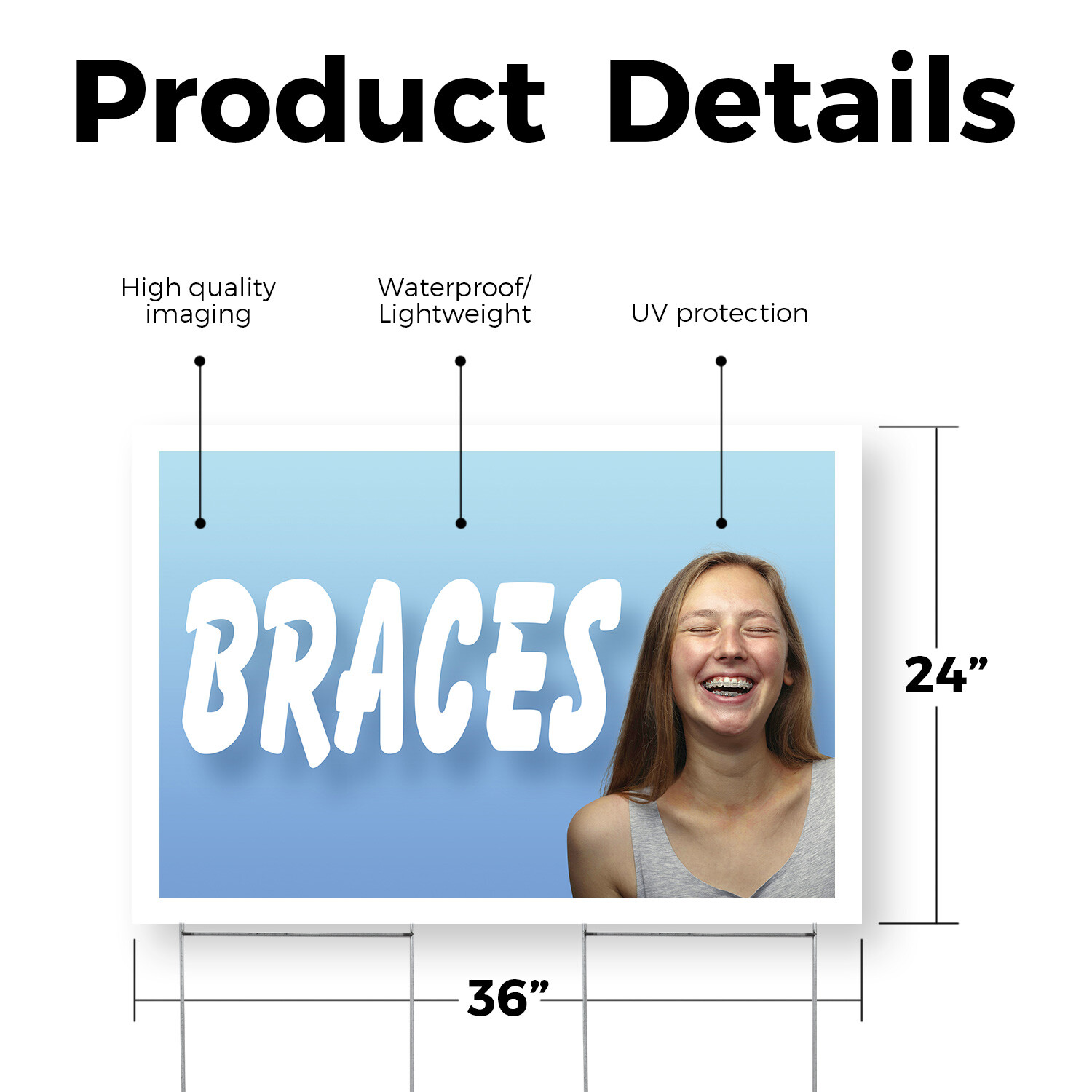 Braces Yard Sign Orthodontic Services, Dental Clinics, Perfect Smiles