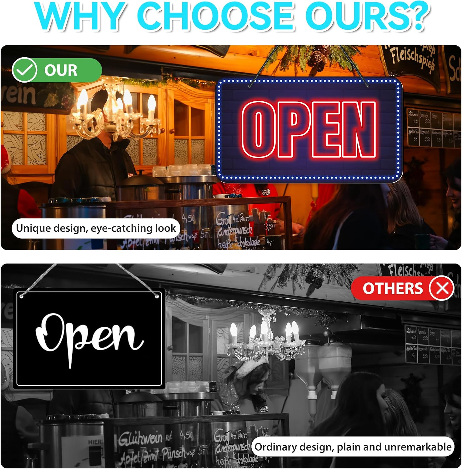 Open Closed Signs for Business, 12X6.7 Waterproof Double Sided We Are Open or Cl