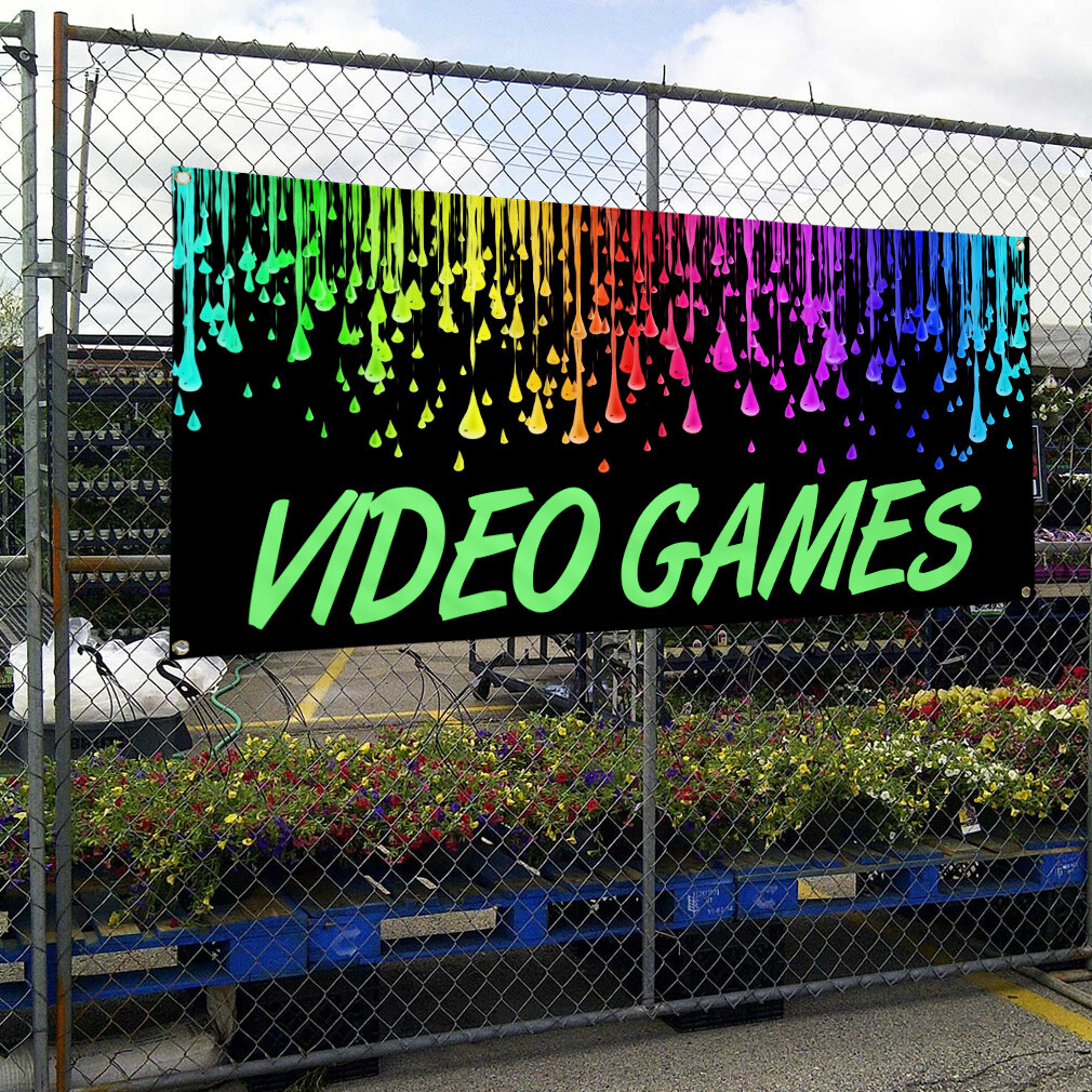 Vinyl Banner Multiple Sizes Video Games B Weatherproof Industrial Yard Signs